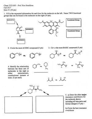 Chem 2323 Organic Chemistry I Fall 2006 Biewer Practice Exam - Studocu