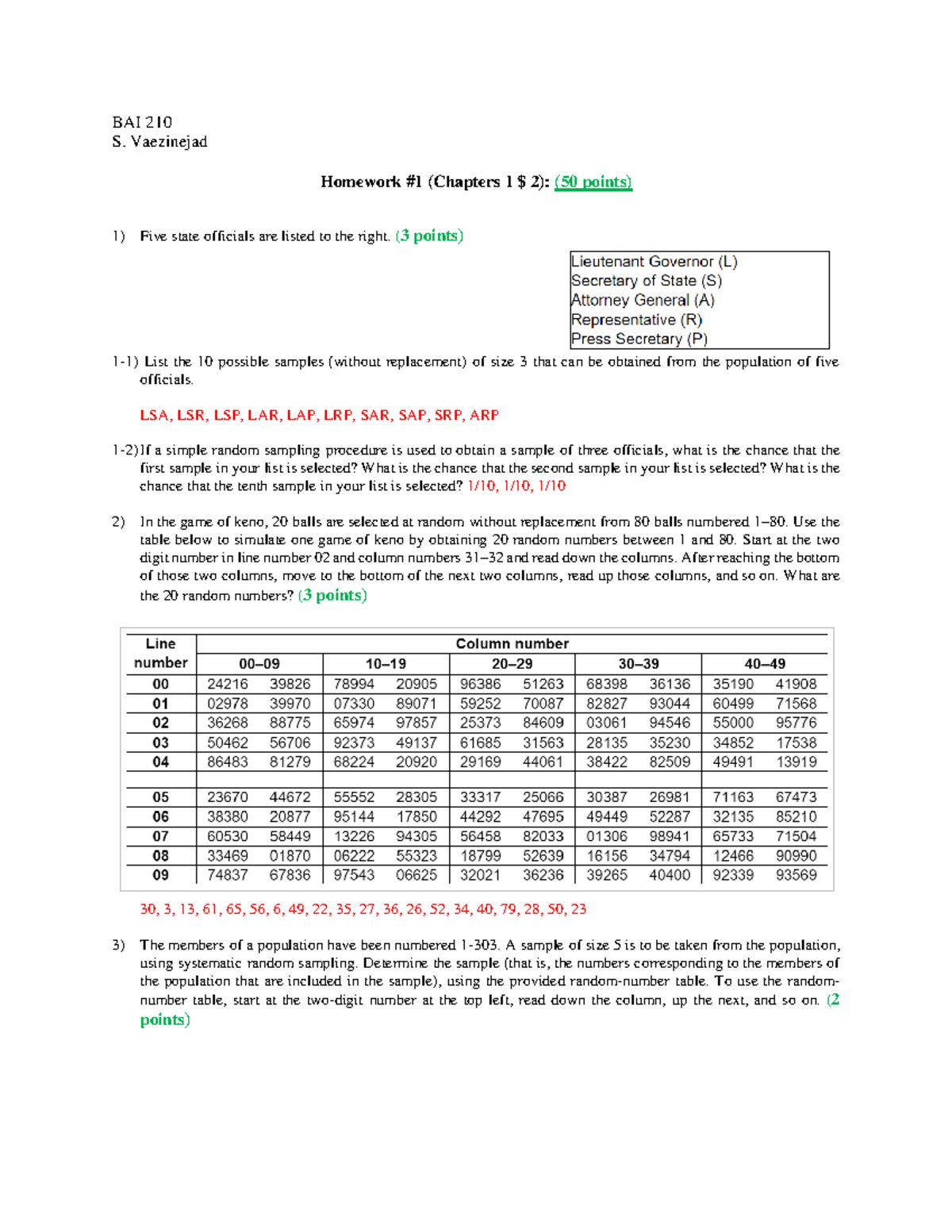 BAI 210 - Homework #1 Answer Key for Chapters 1 & 2 - Studocu