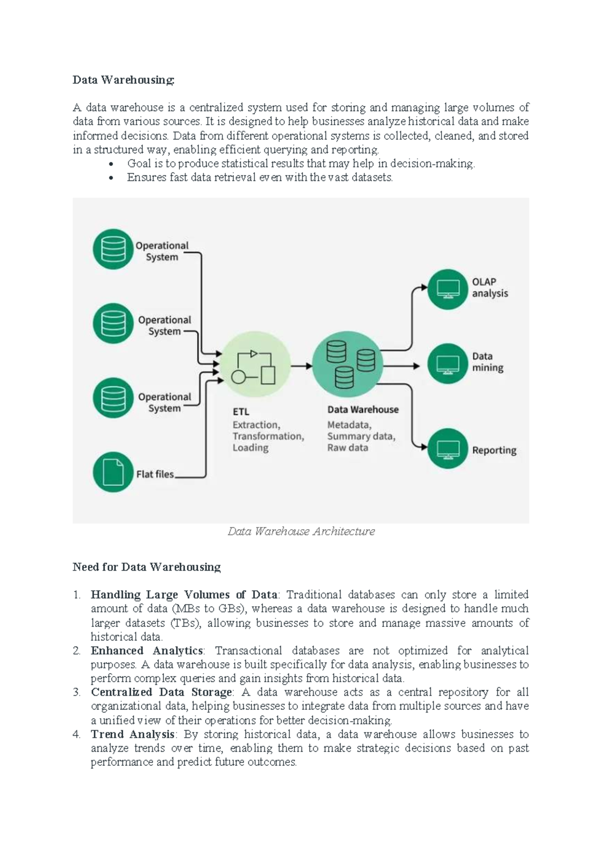 Data Warehousing Unit 1: Understanding Architecture and Components ...