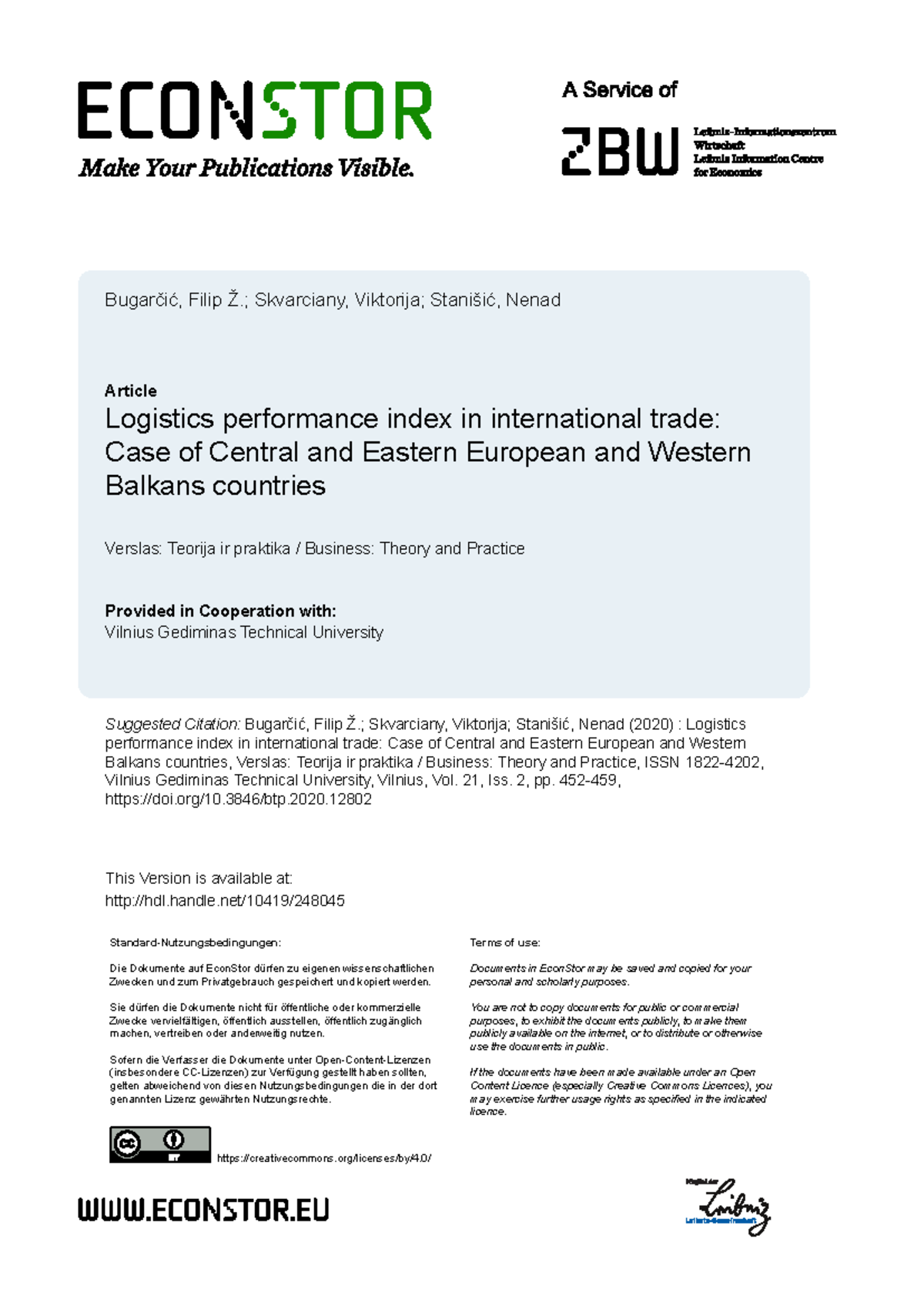 Logistics Performance Index (LPI) in International Trade Analysis - Studocu
