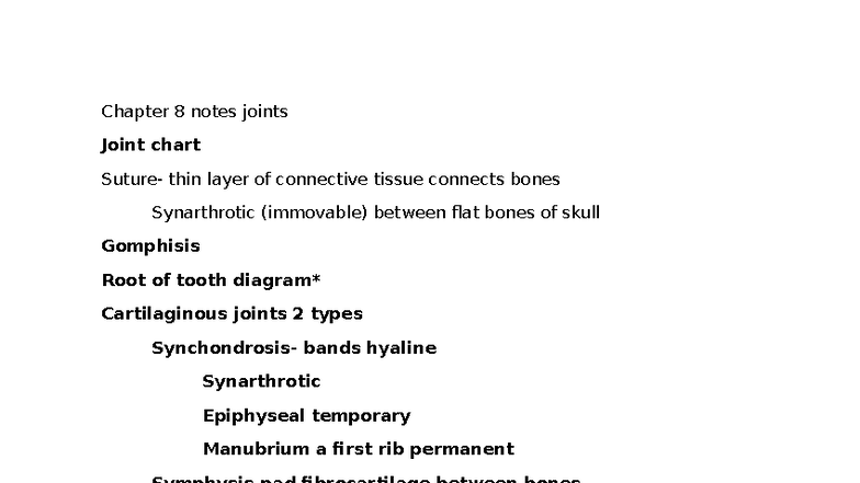 CH8 Lecture Notes: Joints and Their Types Explained - Studocu