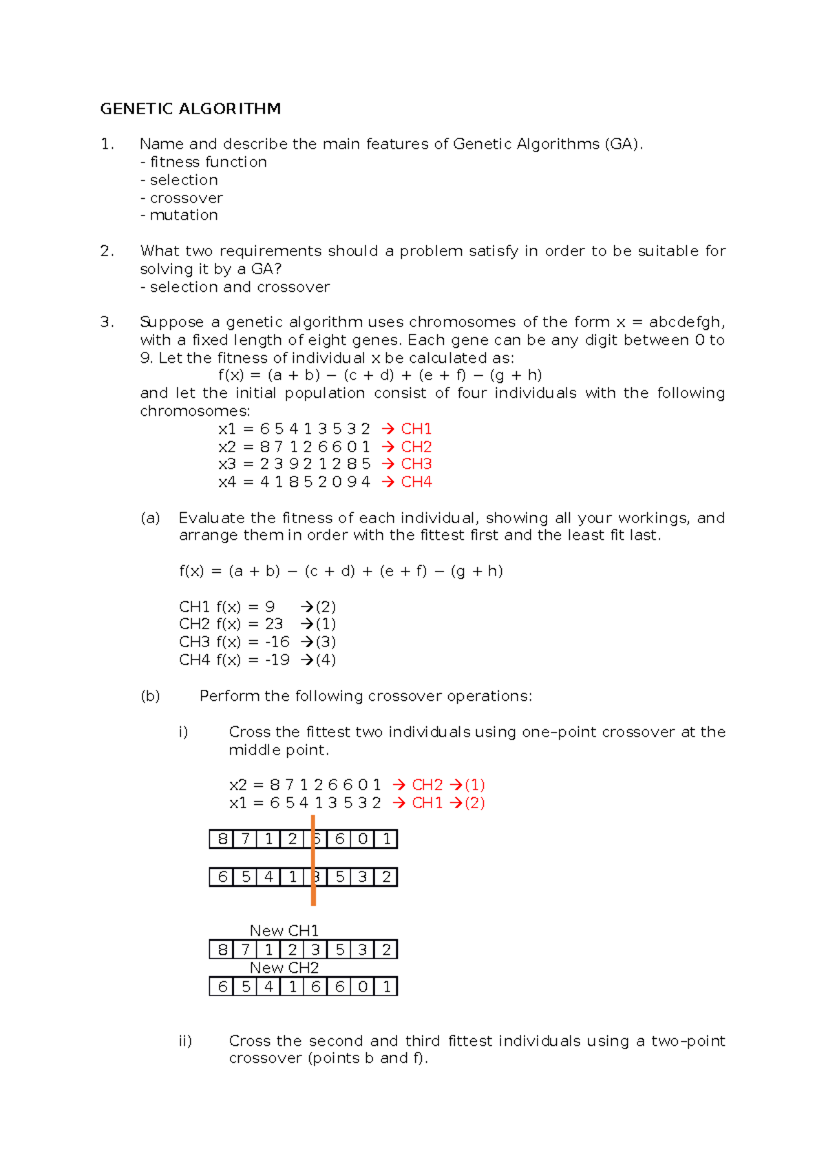 Genetic Algorithm - fitness function selection crossover mutation What ...