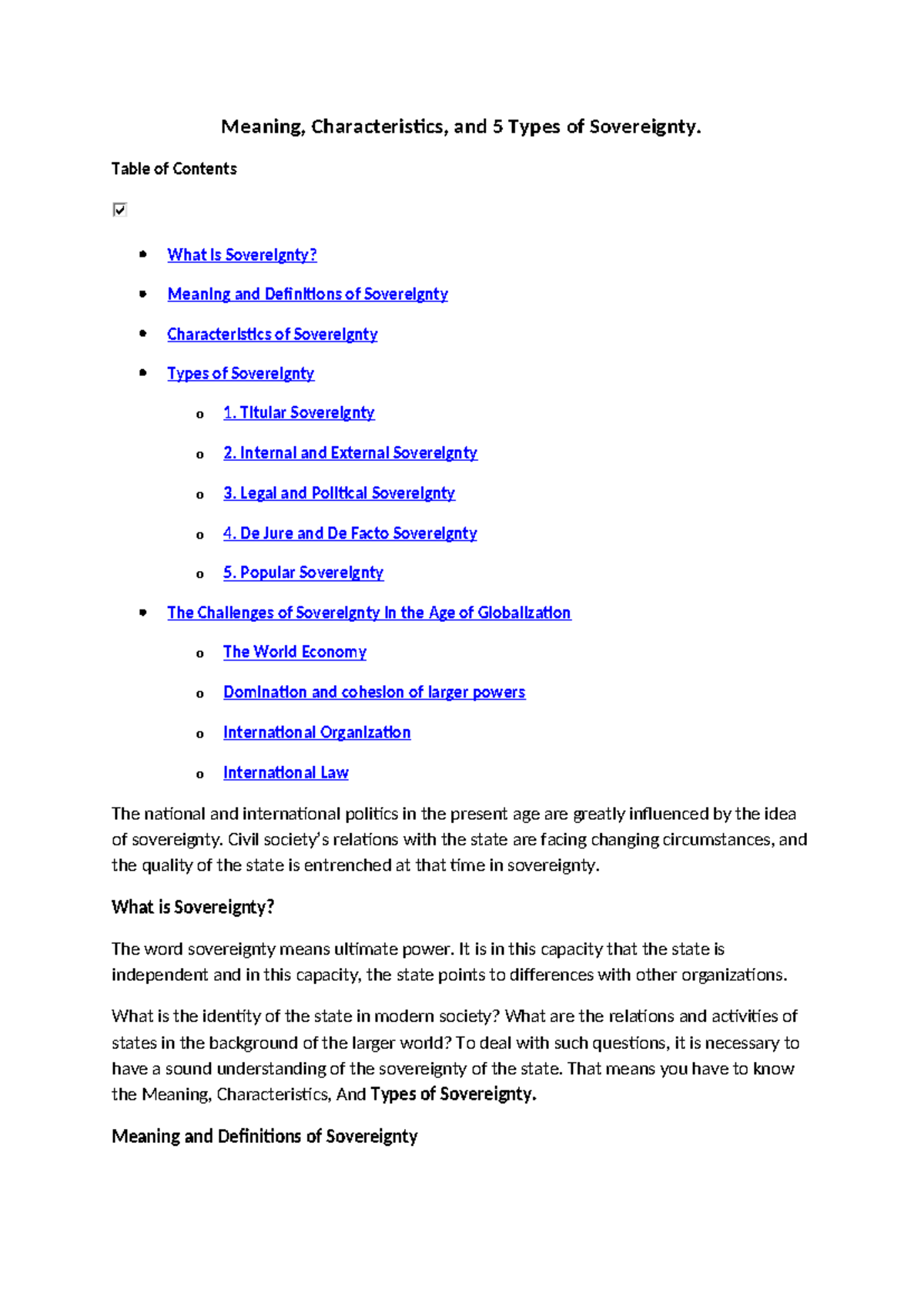 Sovereignty 112242 - Understanding the Meaning, Types, and Challenges ...