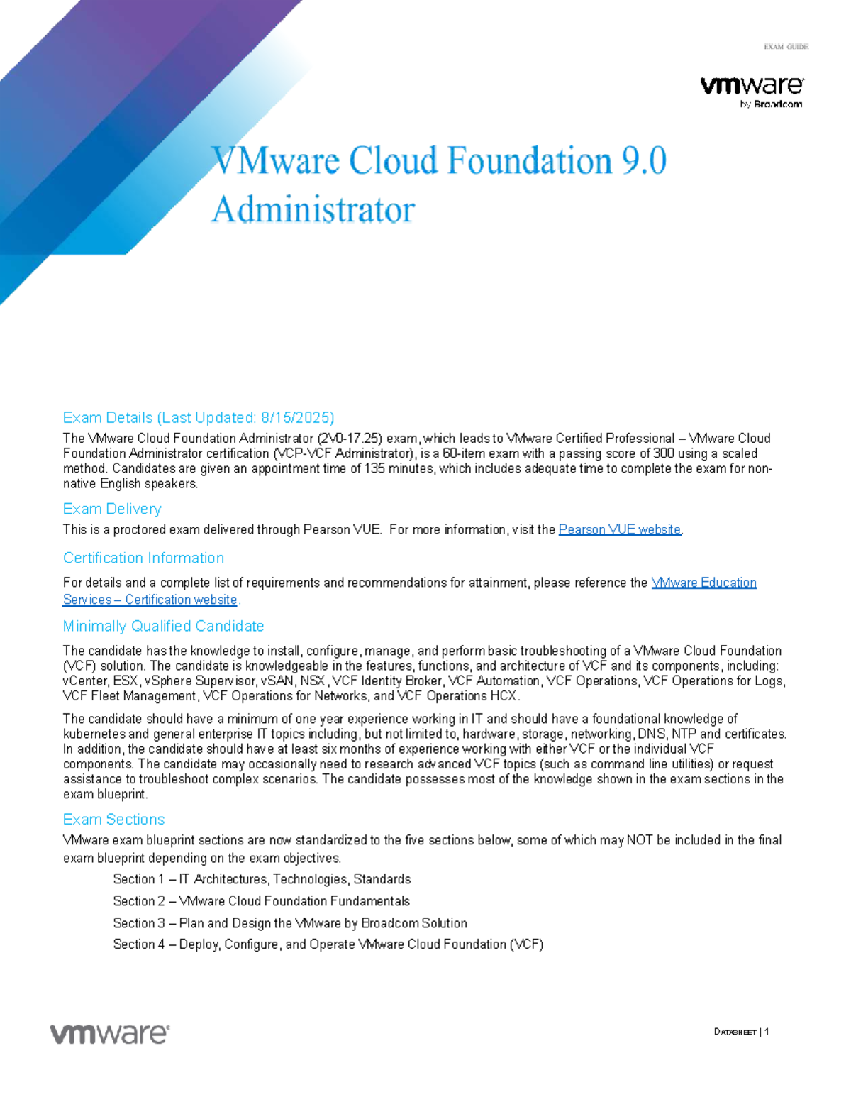 2V0-17.25 VMware Cloud Foundation (VCF) Exam Guide - Key Details - Studocu
