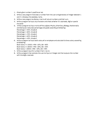 Java Lab Manual for OOP Using Java (231CBC312L) - Odd Semester - Studocu