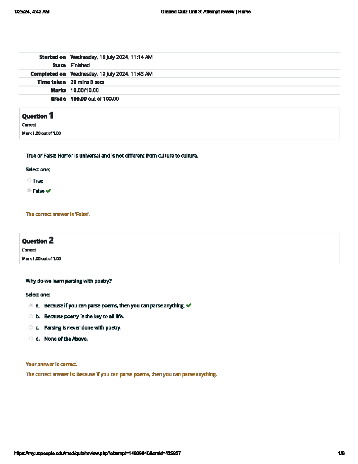 ENGL 1405 Unit 3 Graded Quiz Attempt Review and Answers - Studocu