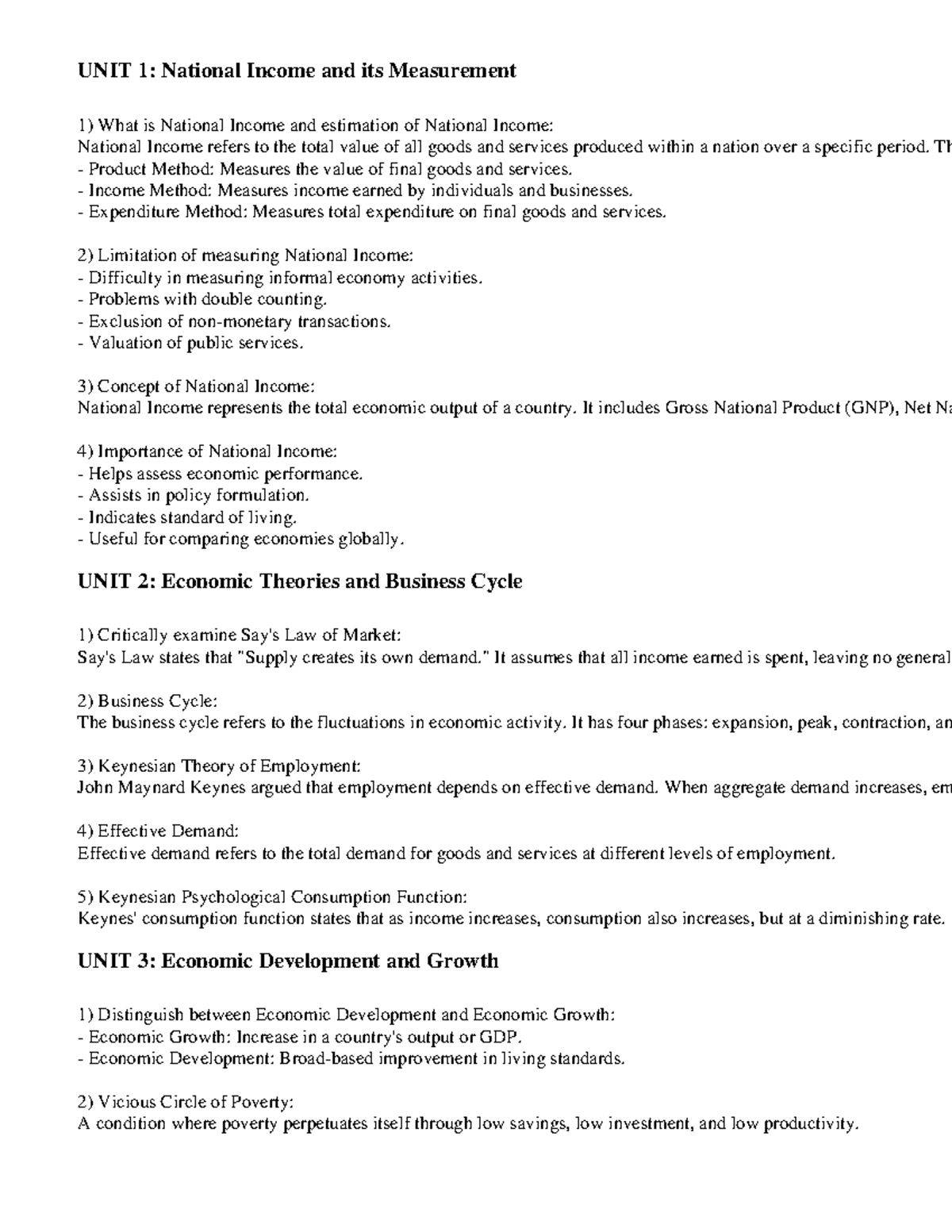 National Income Measurement & Economic Theories Overview (ECO101 ...