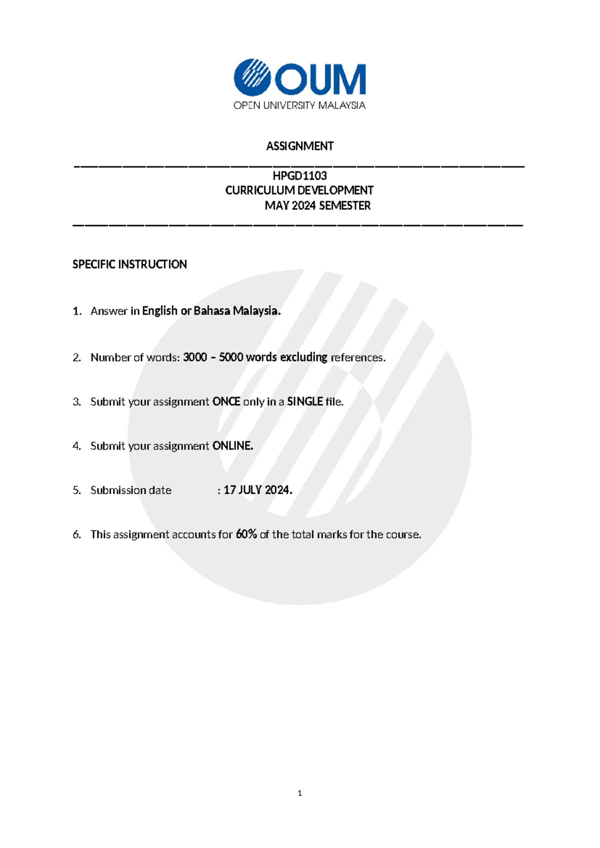 HPGD1103 Assignment - Each semester has different requirement of what ...
