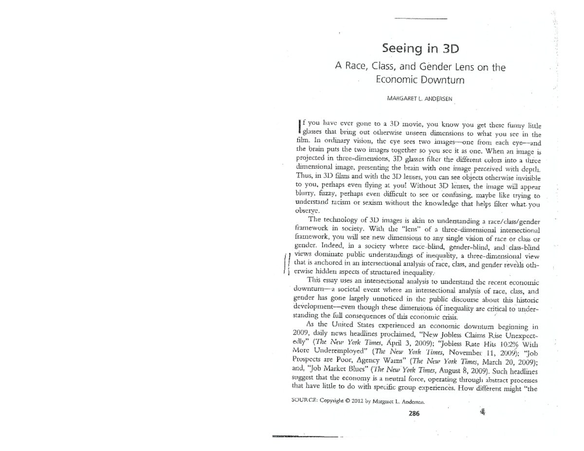 Final Exam Review Notes for Course Code ABC123 - Seeing in 3D A Race ...