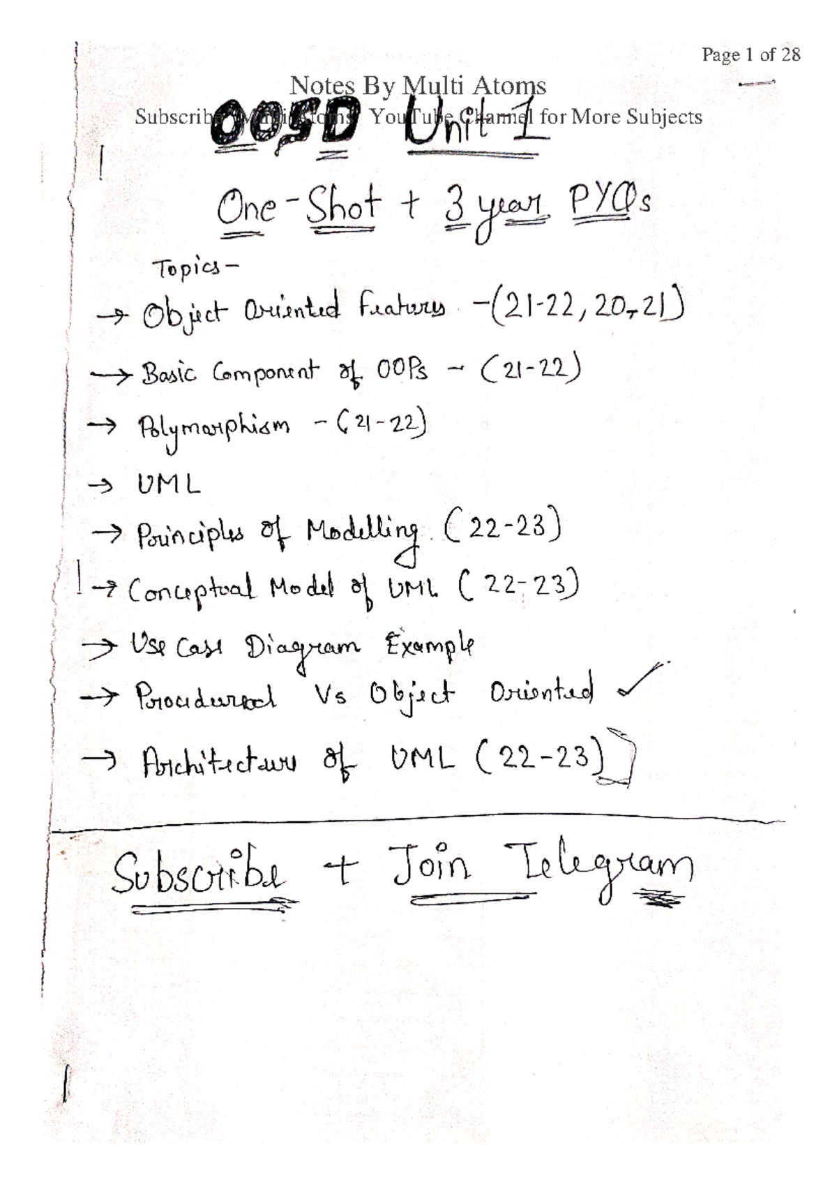 OOSD Comprehensive Notes by Multi Atoms - Studocu