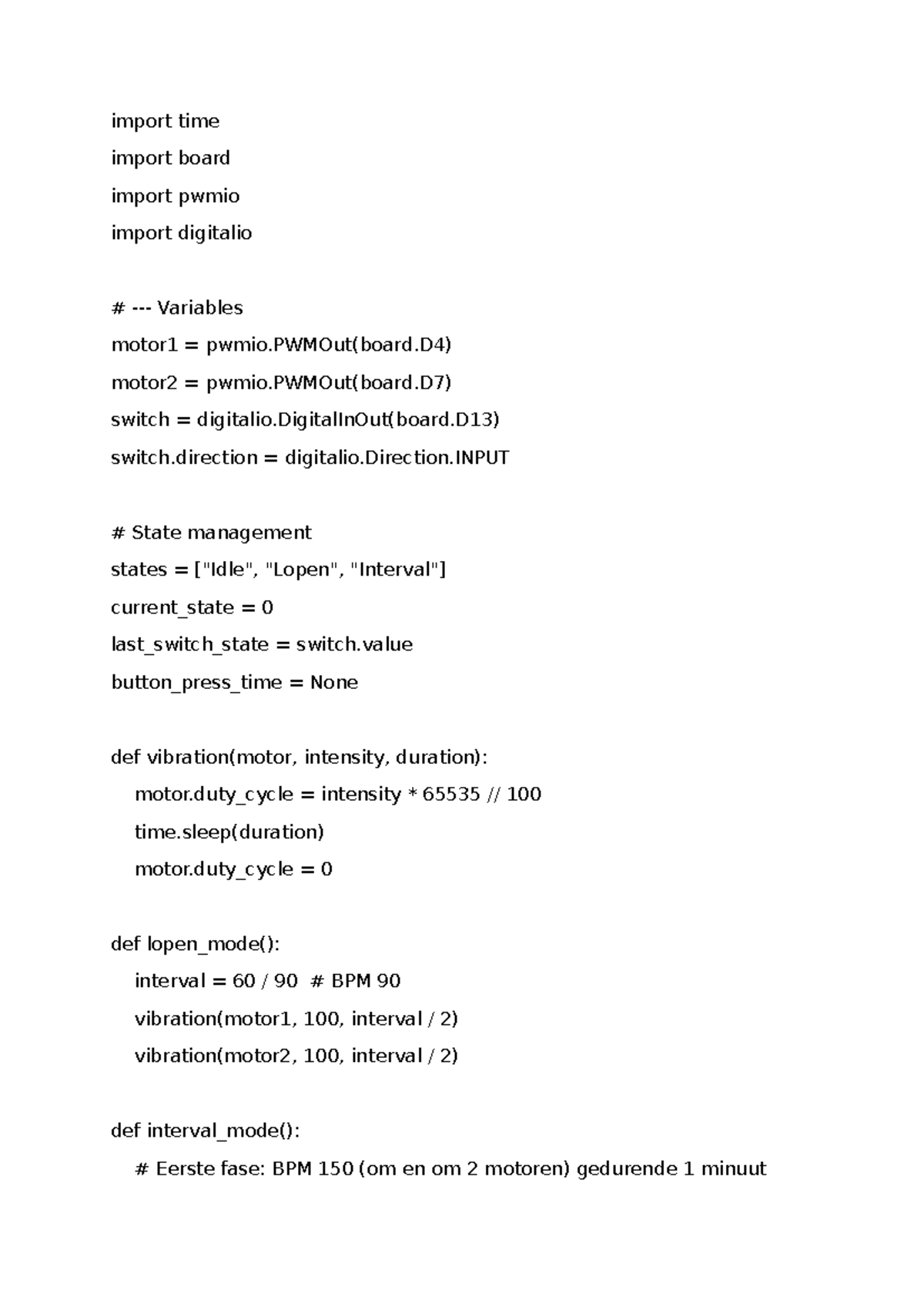Code dp2 - Motor Vibration Control Script for Custom Project - Studeersnel
