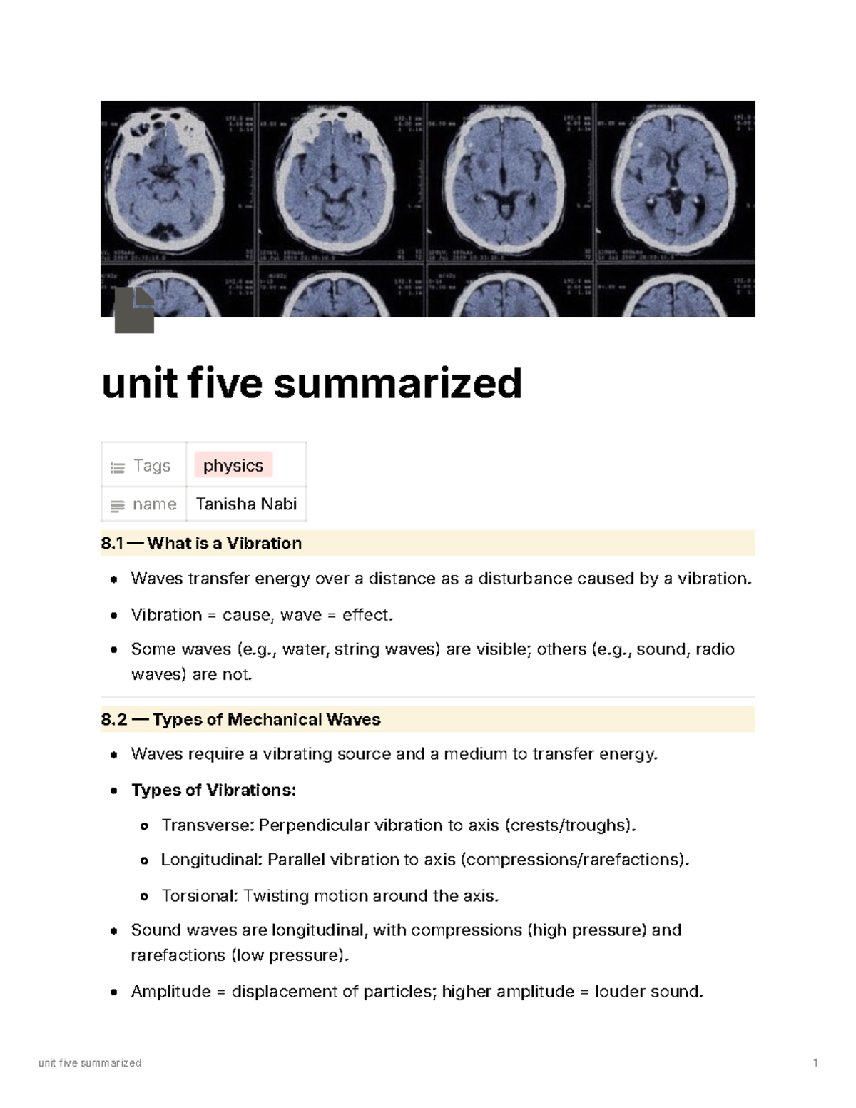 Summary Notes, Unit Five (Waves) - unit five summarized 1 unit five ...