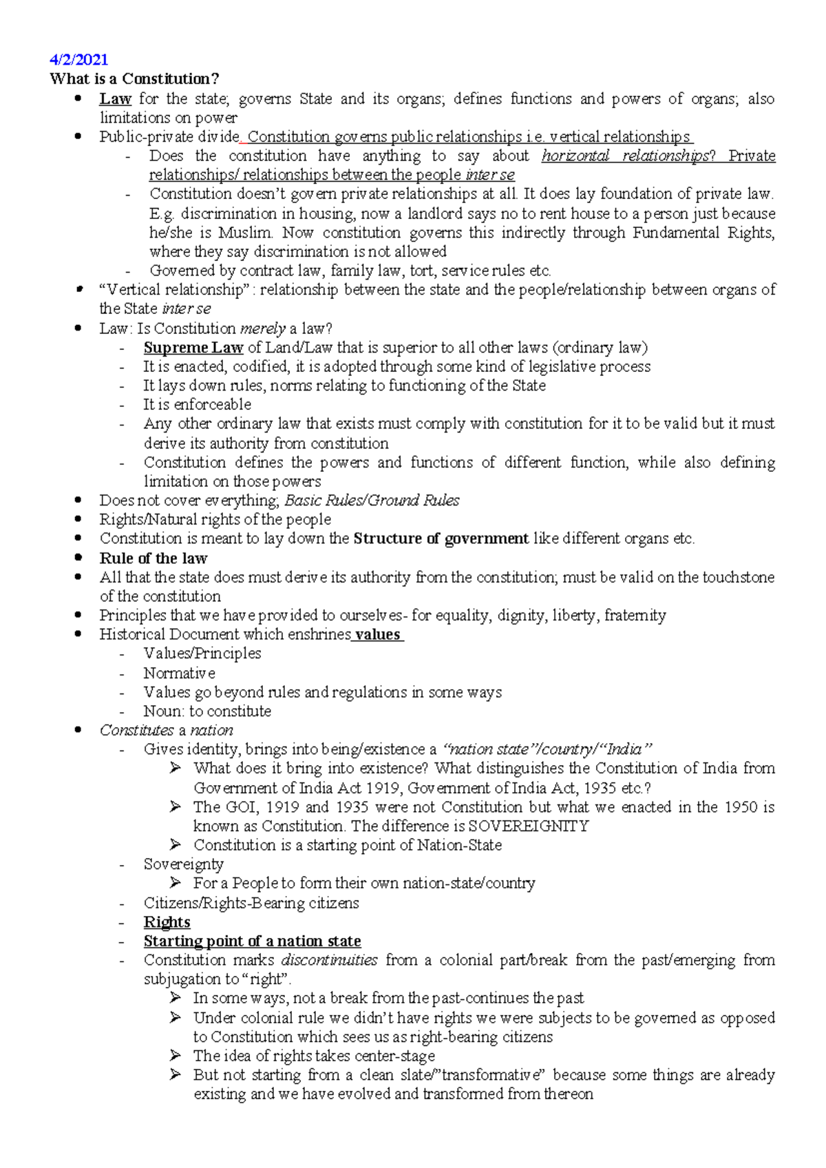 Constitutional Law Notes - Analyzing the Foundations and Functions ...
