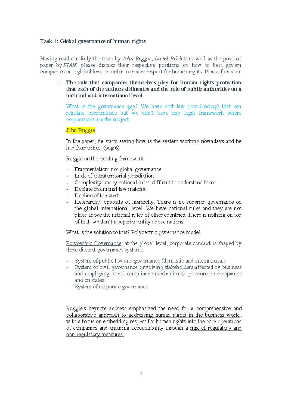 Global Governance & Human Rights: Analyzing Ruggie & Bilchitz's Views ...