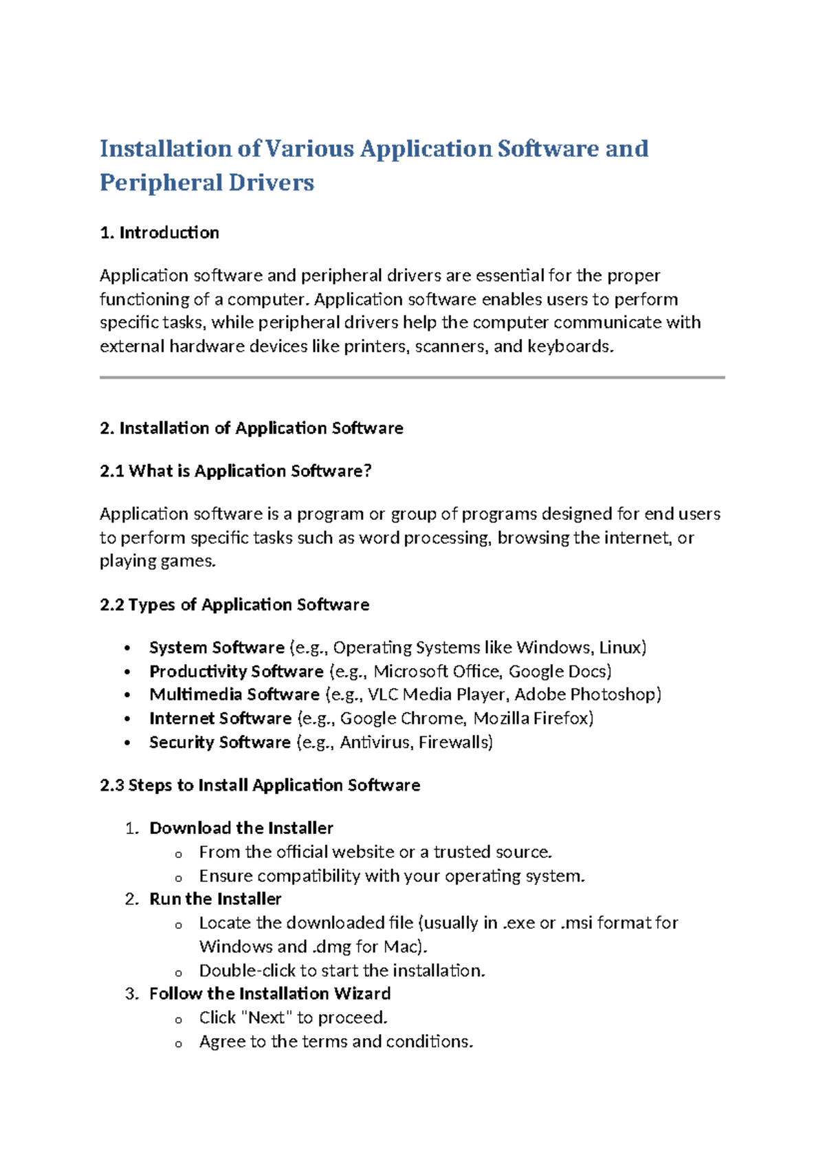 Installation Guide for Application Software & Peripheral Drivers - Studocu