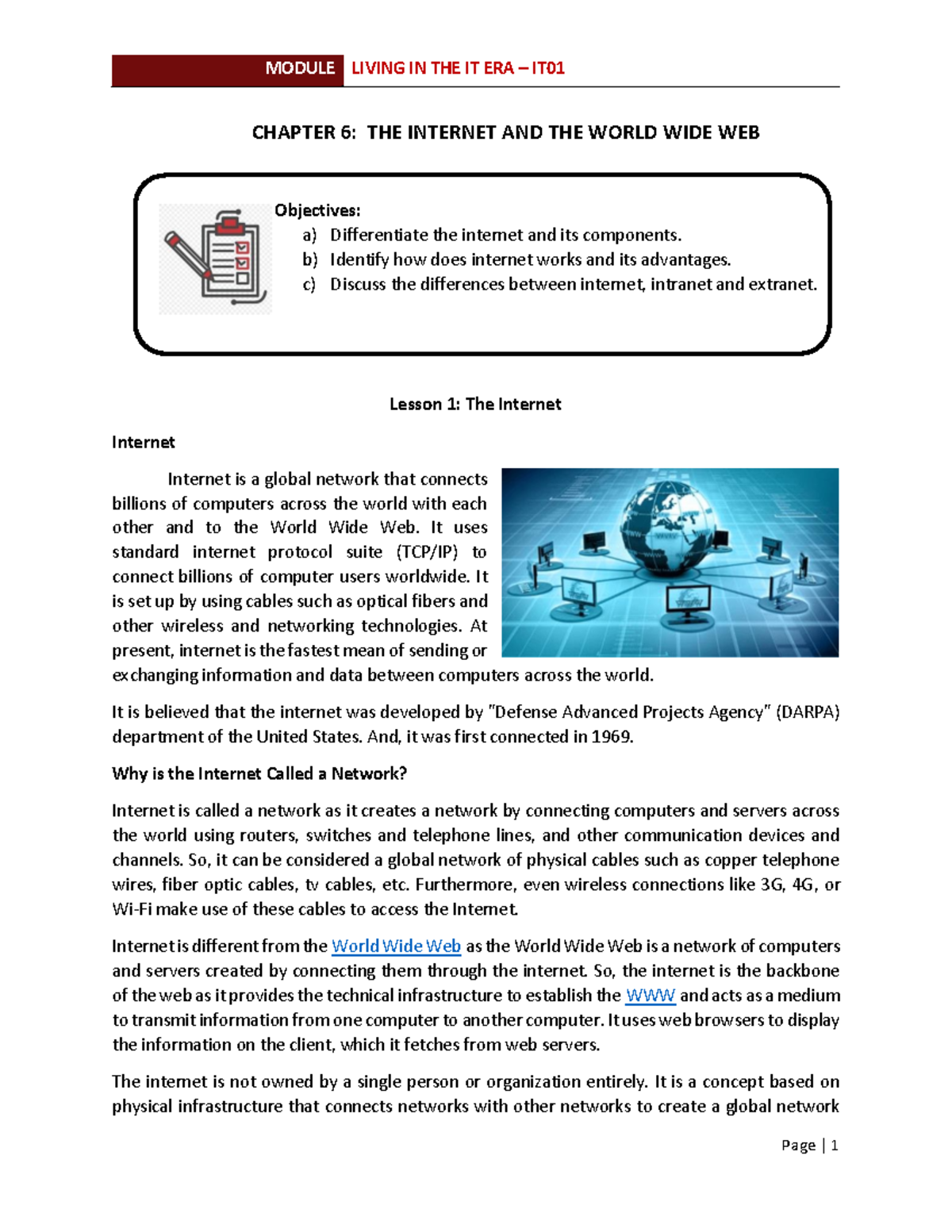 IT01 Chapter 6: Understanding the Internet and Intranet Systems - Studocu