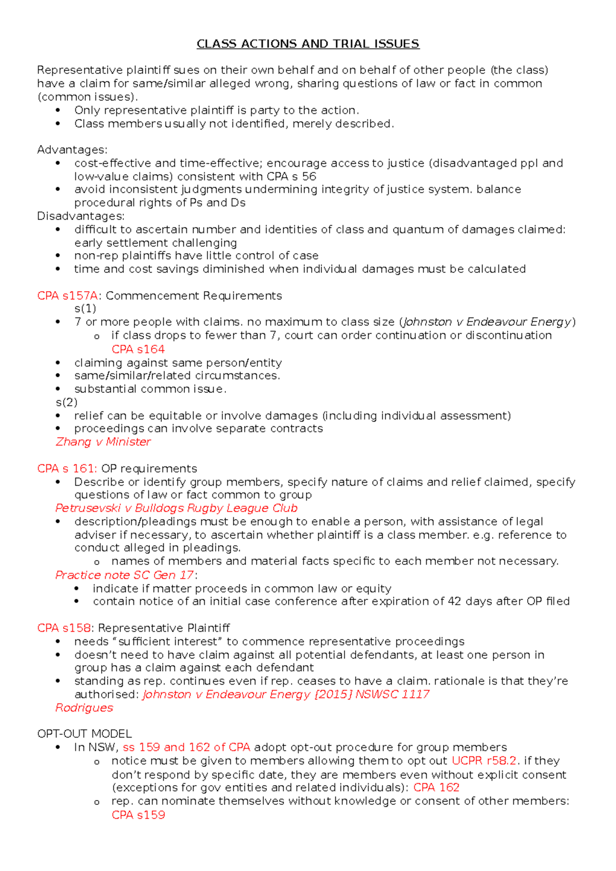 Class Actions AND Trial Issues - CLASS ACTIONS AND TRIAL ISSUES ...
