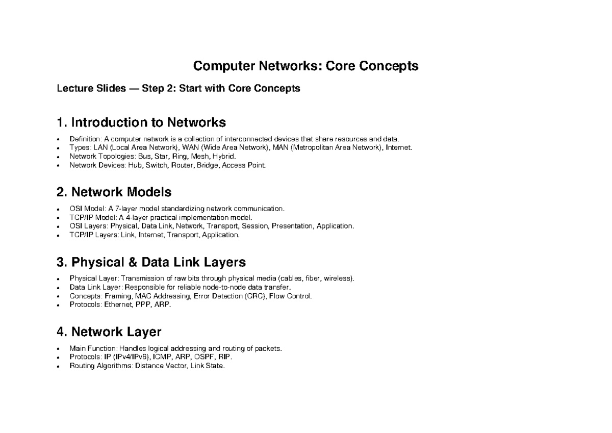 Computer Networks: Core Concepts Lecture Slides - Studocu