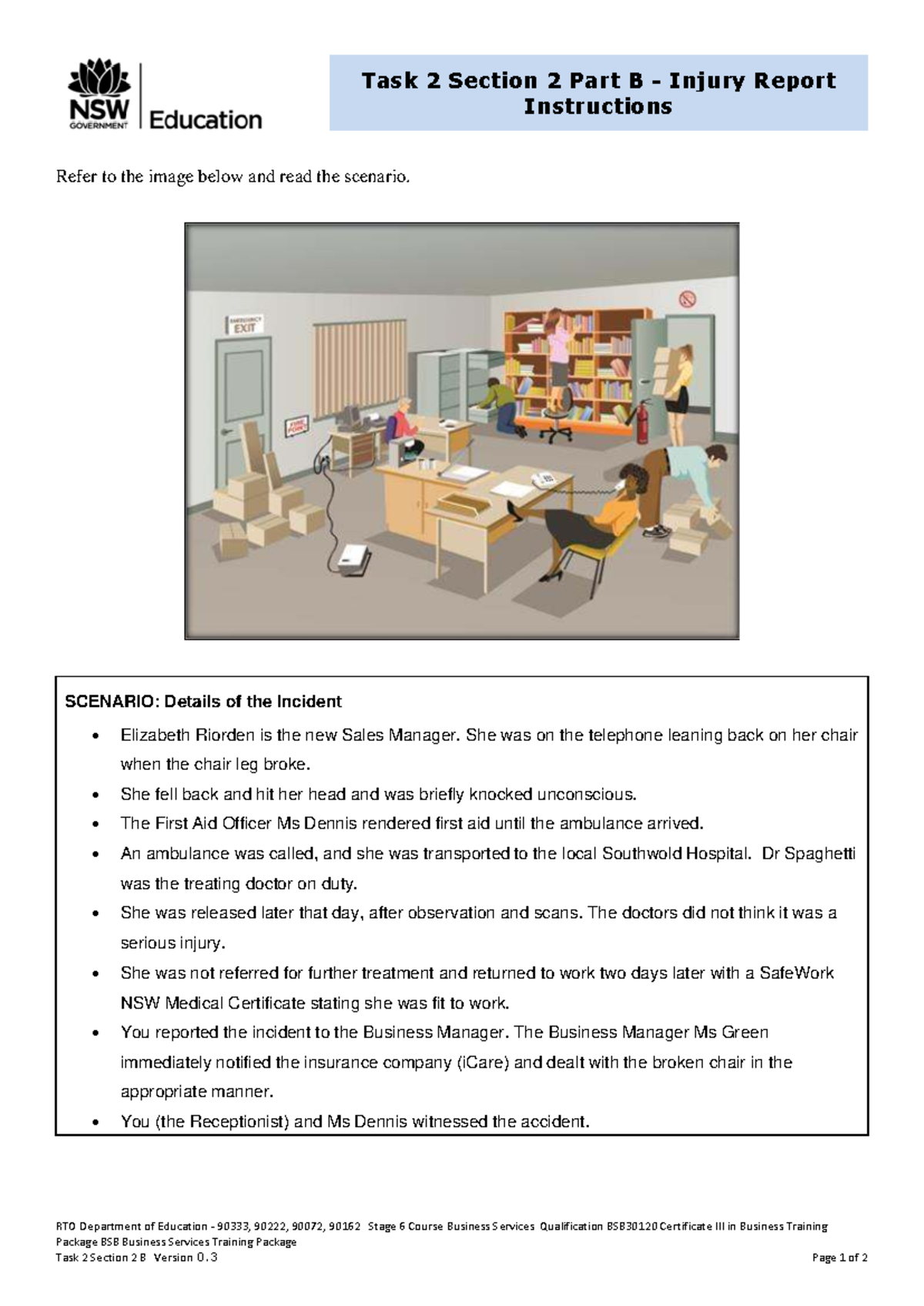 Task 2 Section 2 Part B - Injury Report Instructions - RTO Department ...