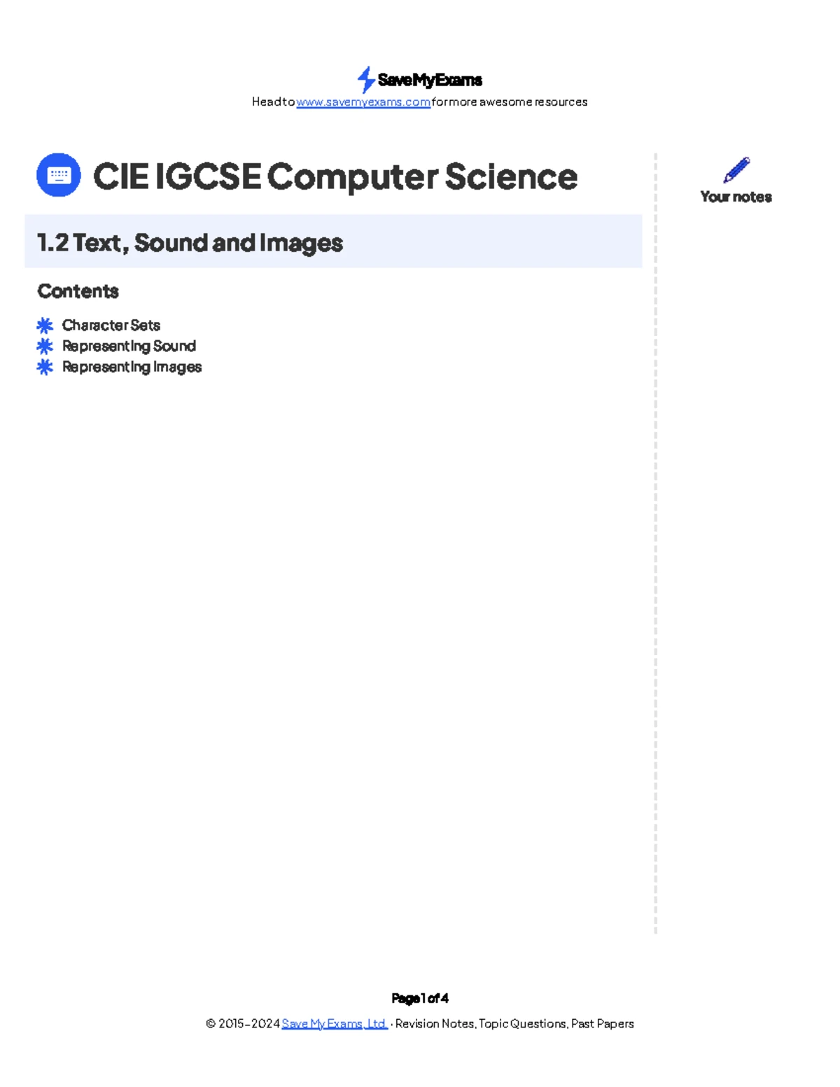 CIE IGCSE Computer Science: Data Storage & Compression Overview - Studocu