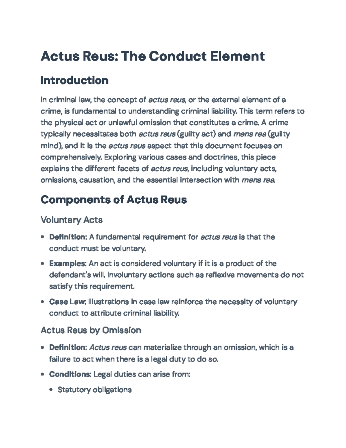 Actus Reus: Understanding the Conduct Element in Criminal Law - Actus ...