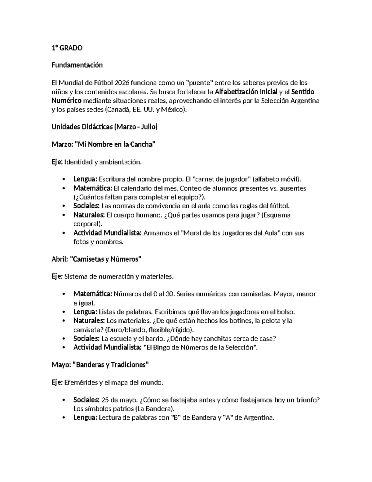 GRADO Proyecto del Mundial de Fútbol 2026: Actividades Didácticas - Document Preview