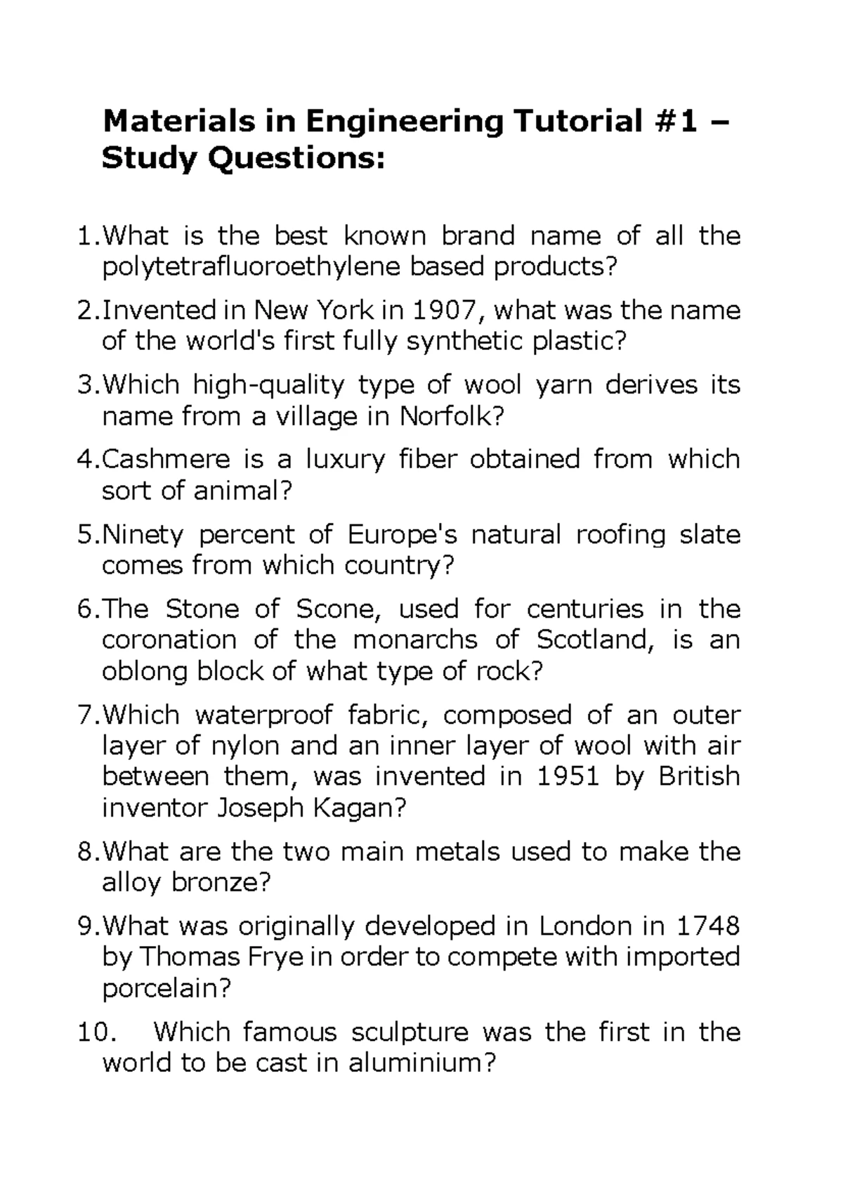MMB 332 Teaching Plan for Materials in Engineering (Sept-Dec 2021 ...