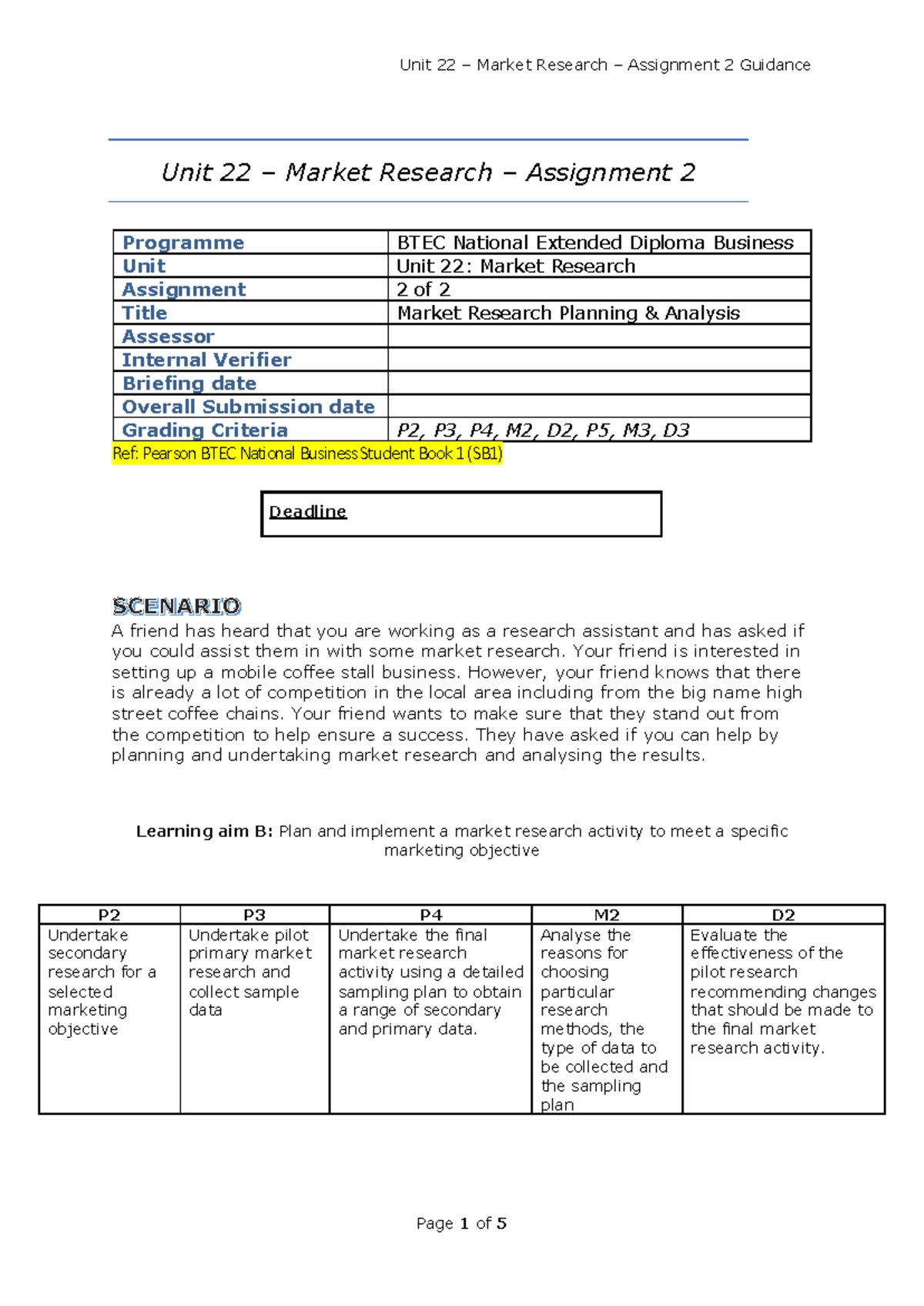 Unit 22: Market Research Assignment 2 Guidance & Planning Analysis ...