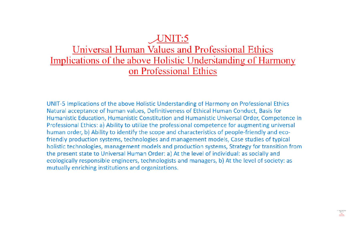 UHV 5 - Comprehensive Notes on Human Values and Professional Ethics ...