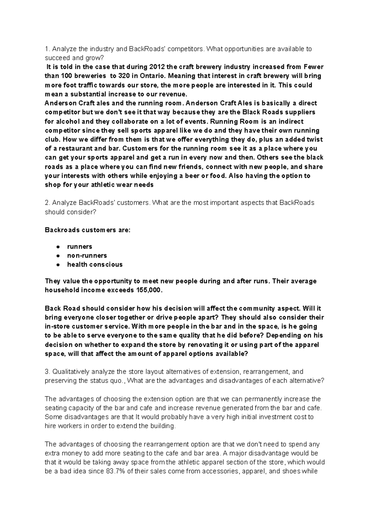 Black Roads Case Study: Industry Analysis & Customer Insights - Studocu