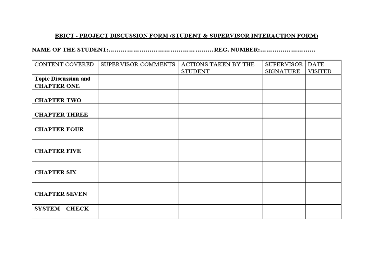 Bbict - Project Discussion FORM - Research Proposal Writing Skills ...