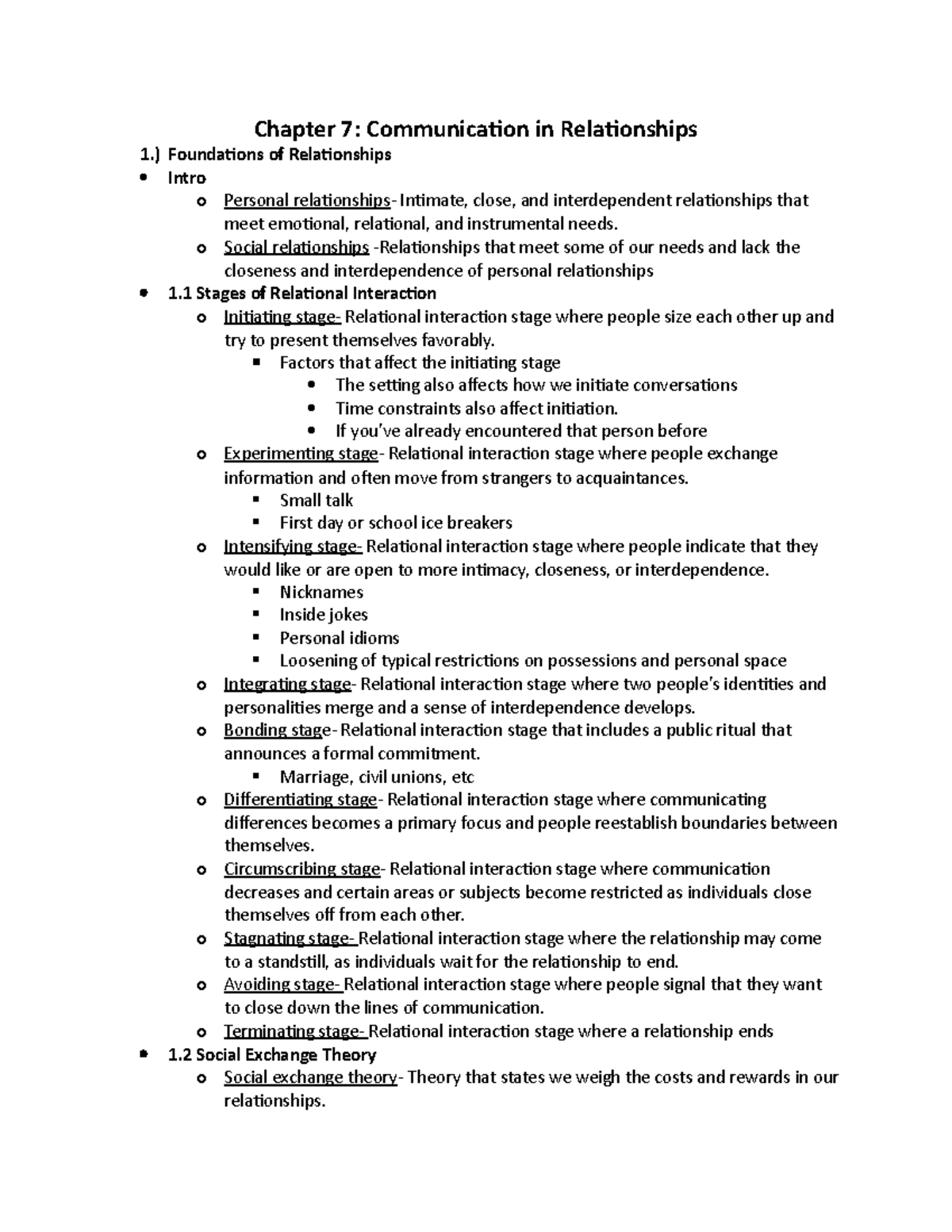 Chapter 7: Communication in Relationships (Course Code: COM101) - Studocu