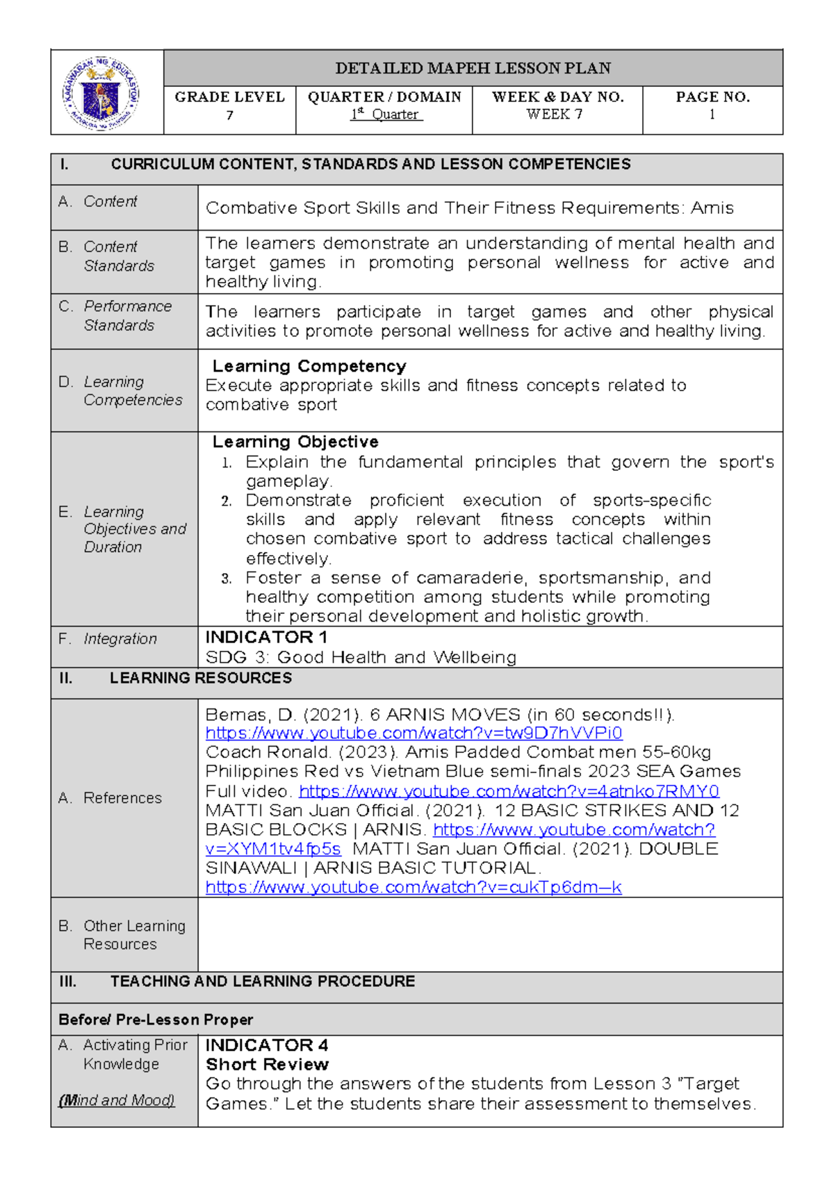 CO 1 LP - assignments - GRADE LEVEL 7 QUARTER / DOMAIN 1 st Quarter ...