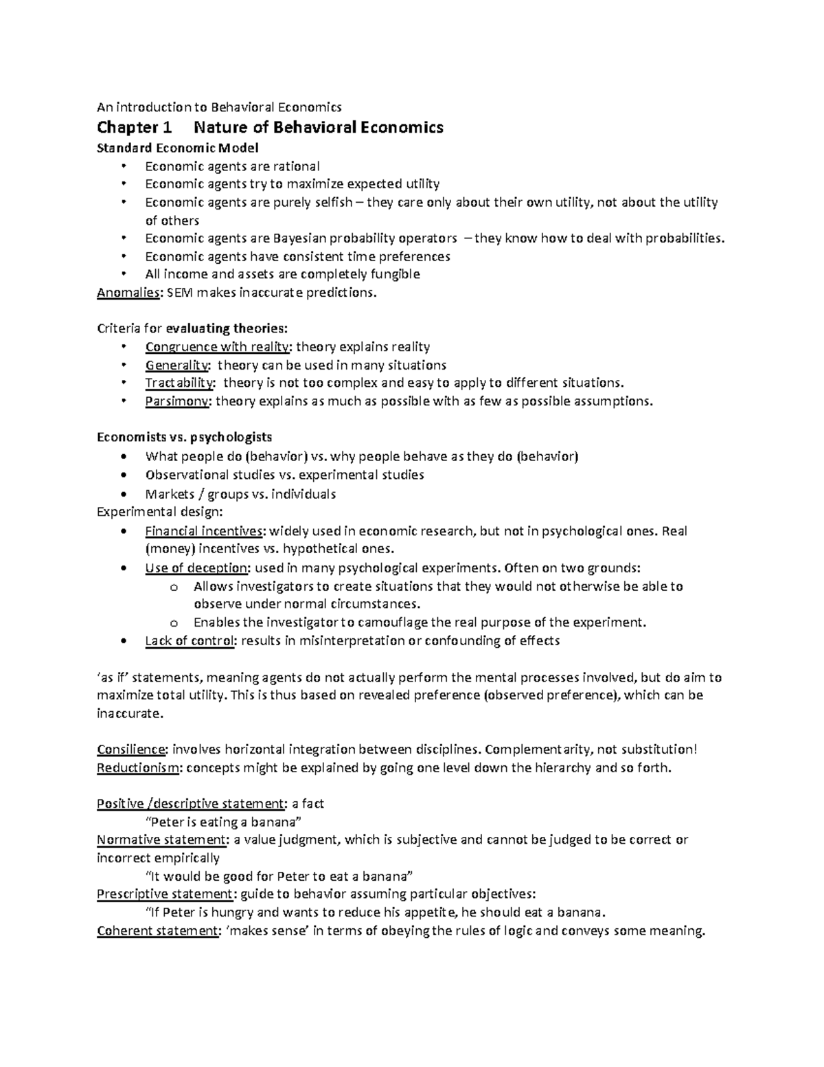 Behavioral Economics Overview: Summary of Chapters 1-5 & 8 Insights ...