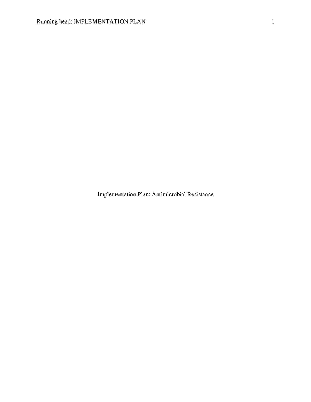 Implementation Plan for Tackling Antimicrobial Resistance - Studocu