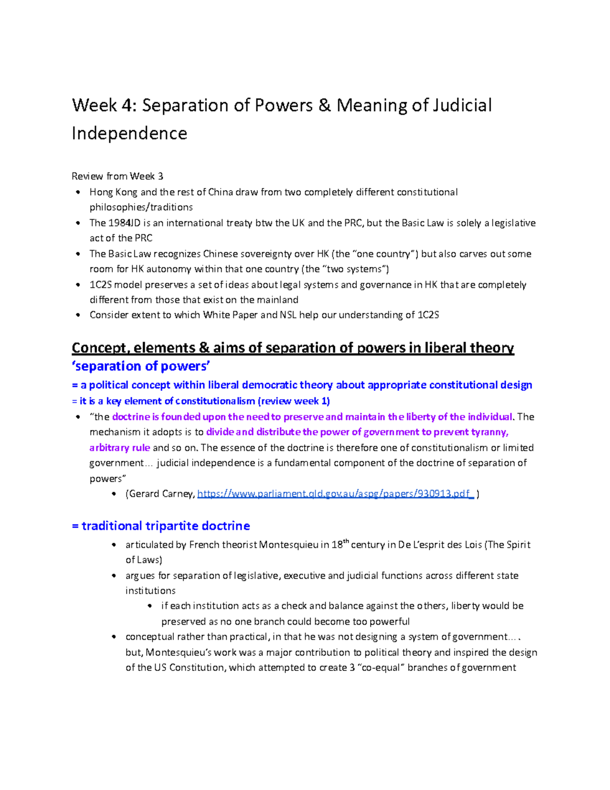 Constitutional Law (LAW 101) PowerPoint Notes: Separation of Powers ...