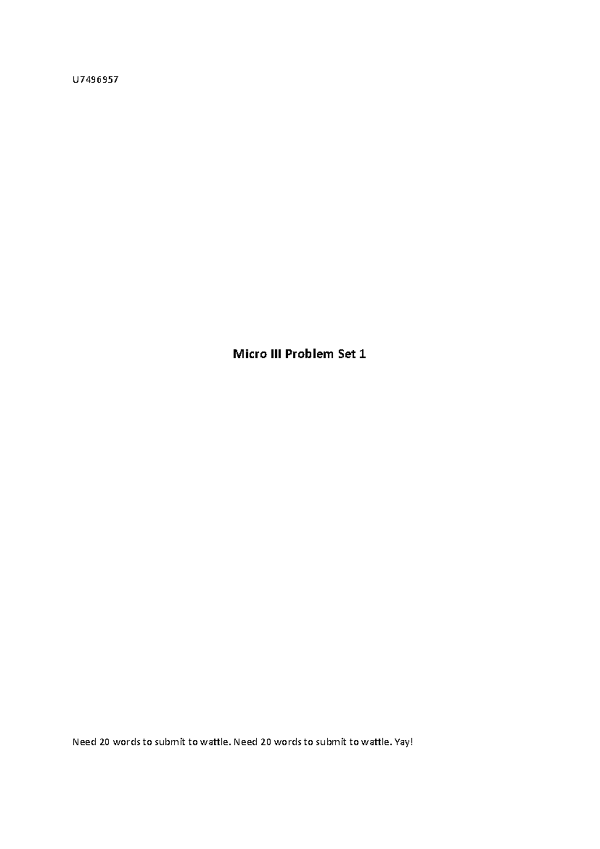 Micro III Problem Set 3: Utility Maximization and Budget Constraints ...