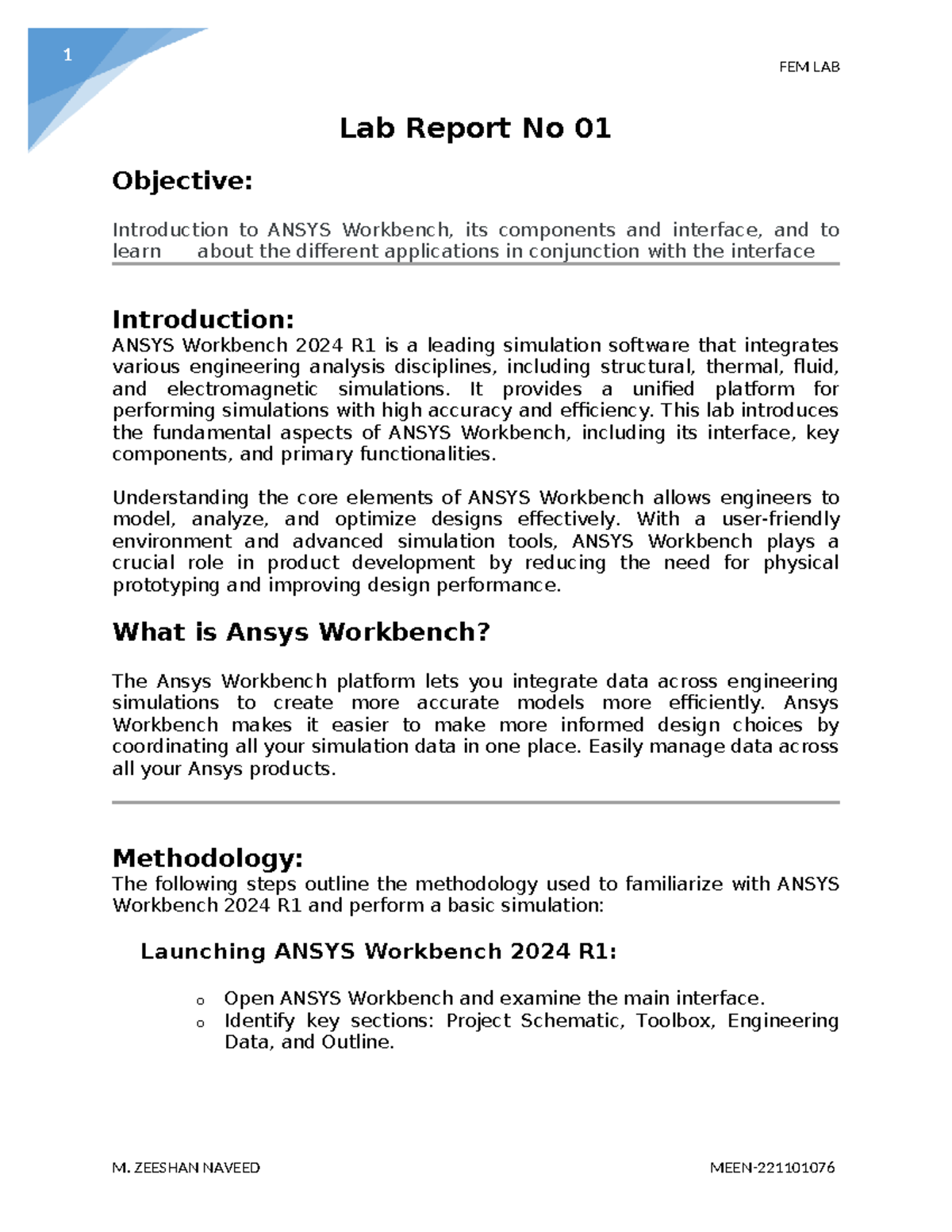 FEM LAB 1: Introduction to ANSYS Workbench 2024 R1 Simulation ...