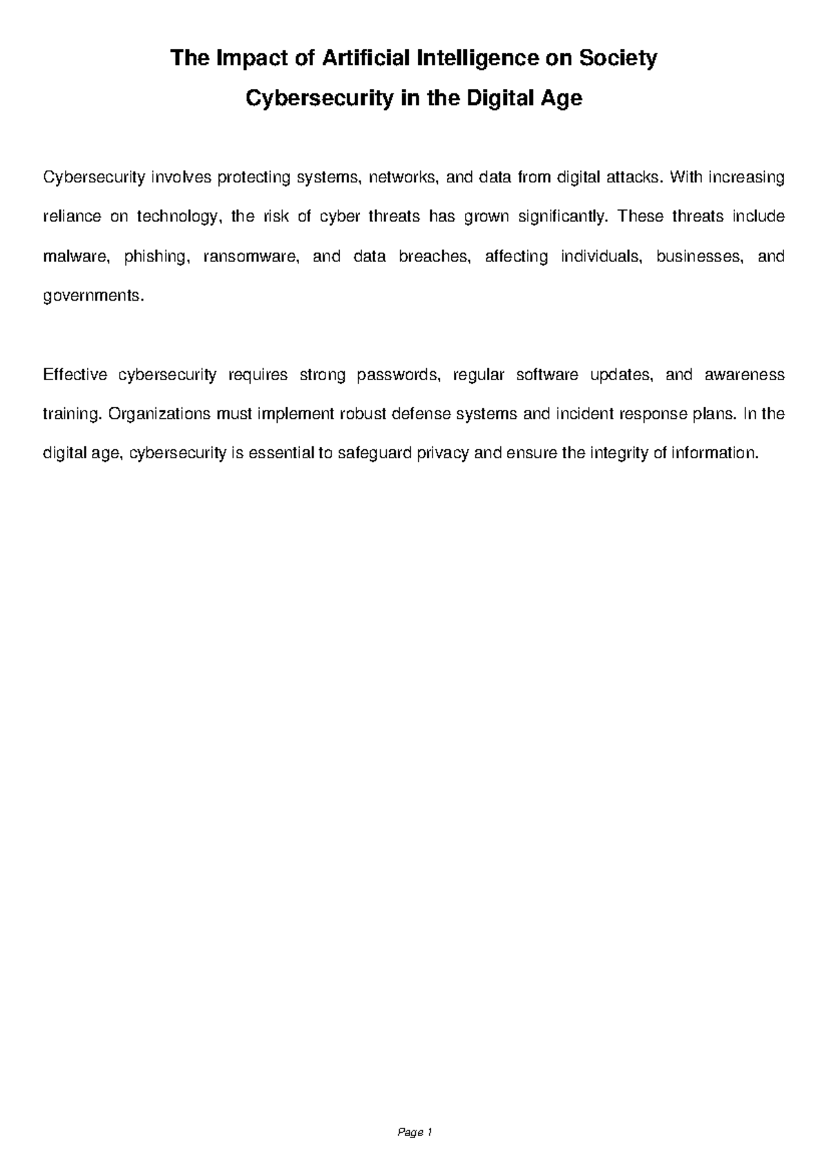 Cybersecurity in the Digital Age - The Impact of Artificial ...