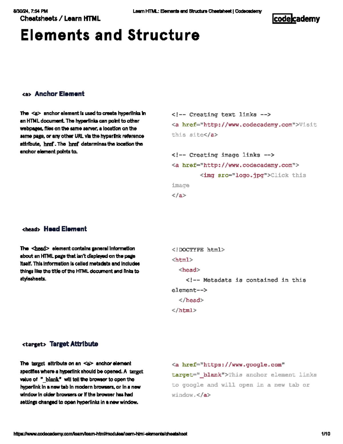 HTML - HTML handbook - 7:54 PM Learn HTML: Elements and Structure ...