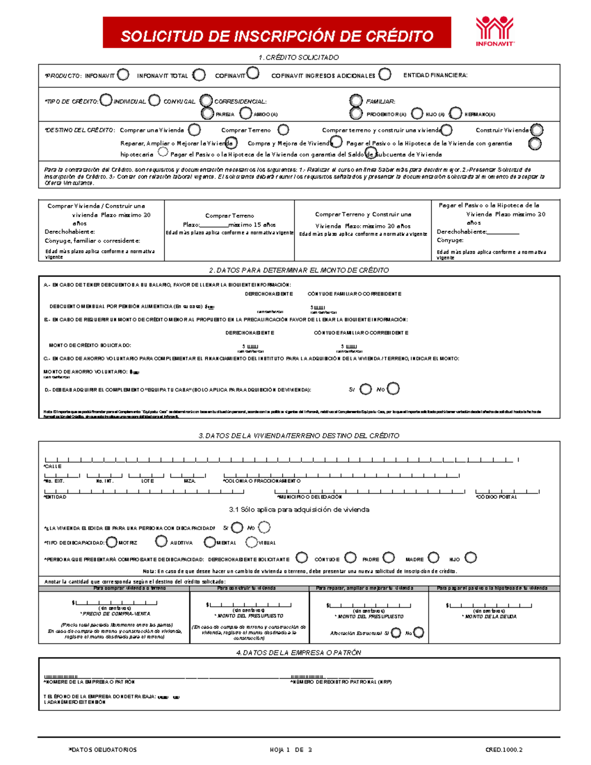 Solicitud de Inscripción de Crédito INFONAVIT y Requisitos - Studocu
