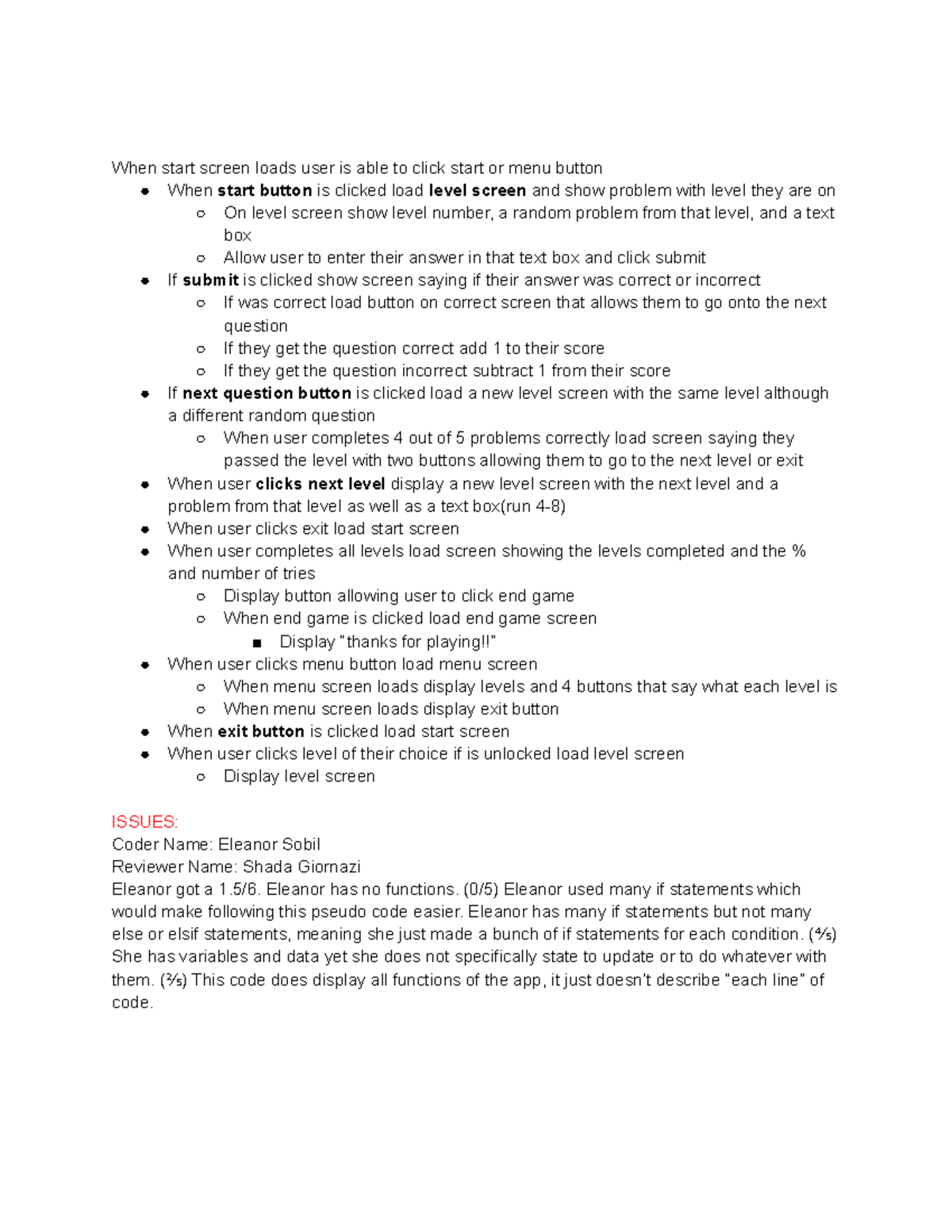 Algebra App Lab - Pseudo Code Review and Critique Notes - Studocu