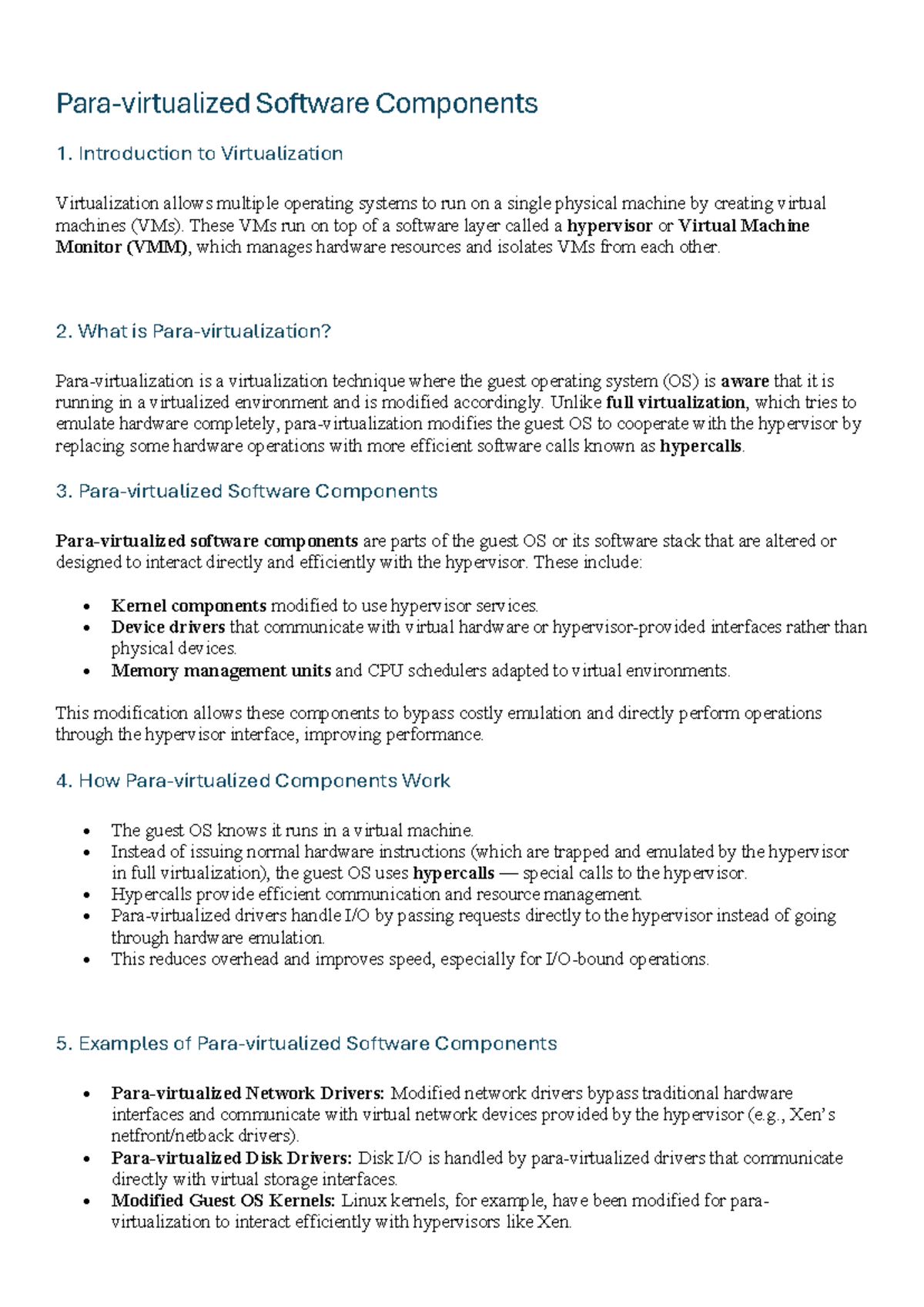 Para Virtualization Software Components: An Overview of VMs and ...