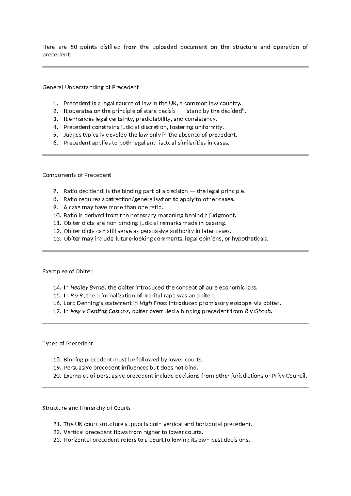 Understanding Precedent: Key Points on Legal Structure and Operation ...
