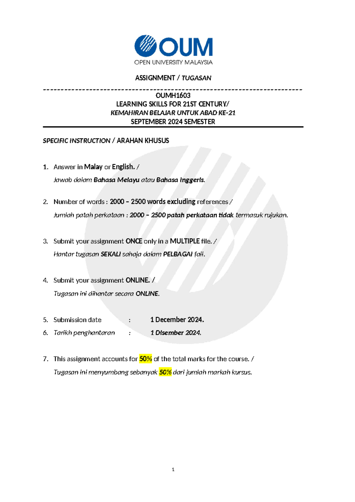 65442 - Assignment Sample Questions for Learning Skills Project - Studocu