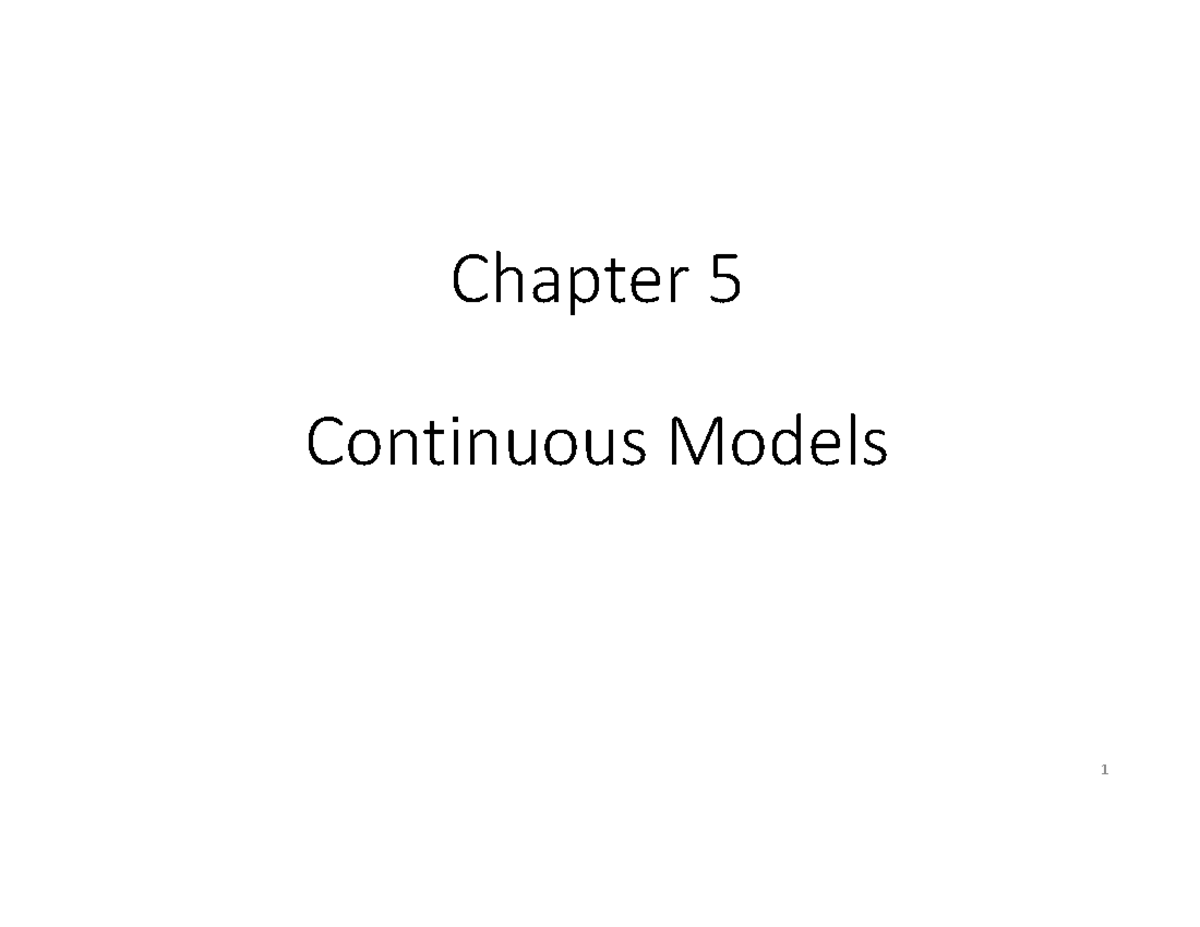 Chapter 5 - life - Chapter 5 Continuous Models Introduction • A variety ...