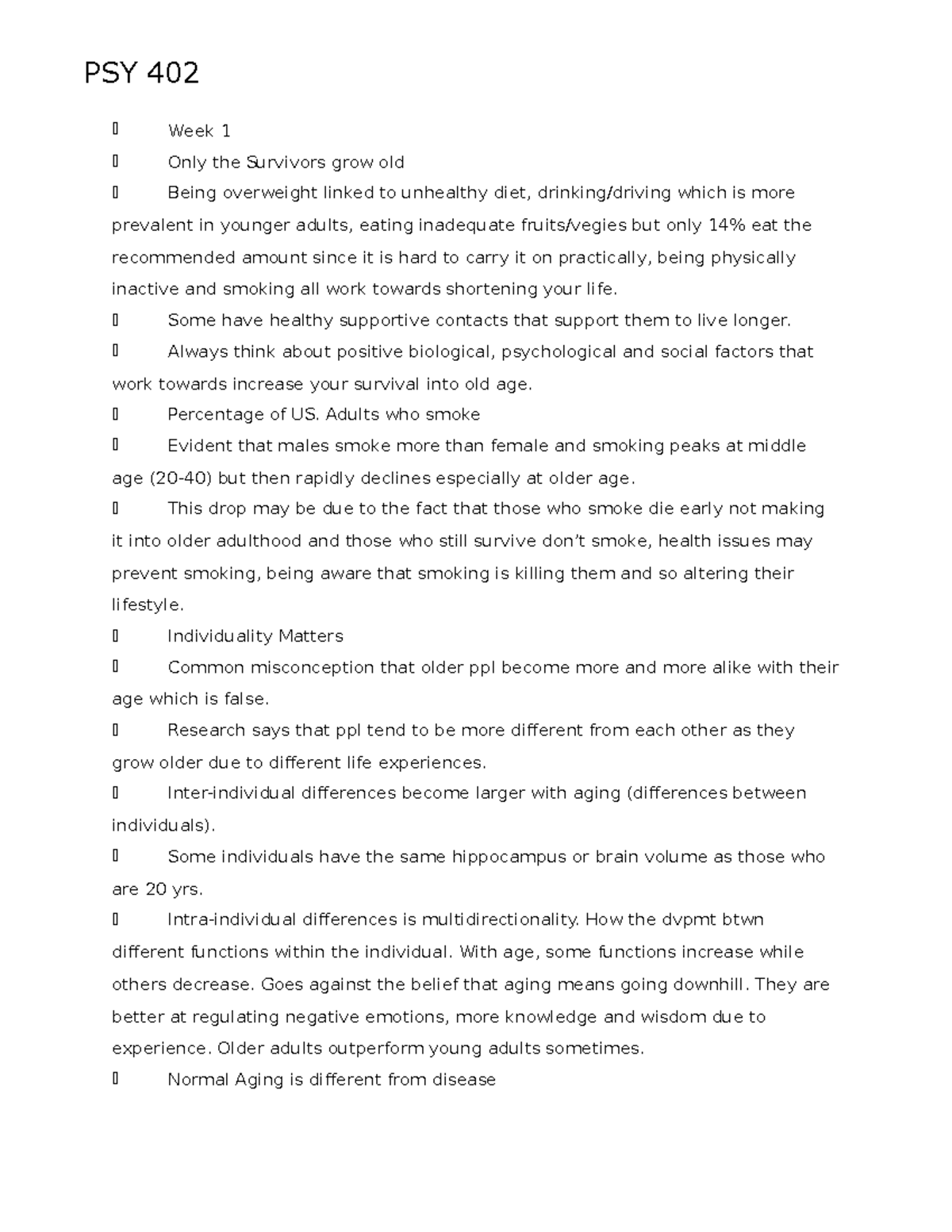 Adult Development Lecture Notes - CPSY 402 - Week 1 Insights on Aging ...