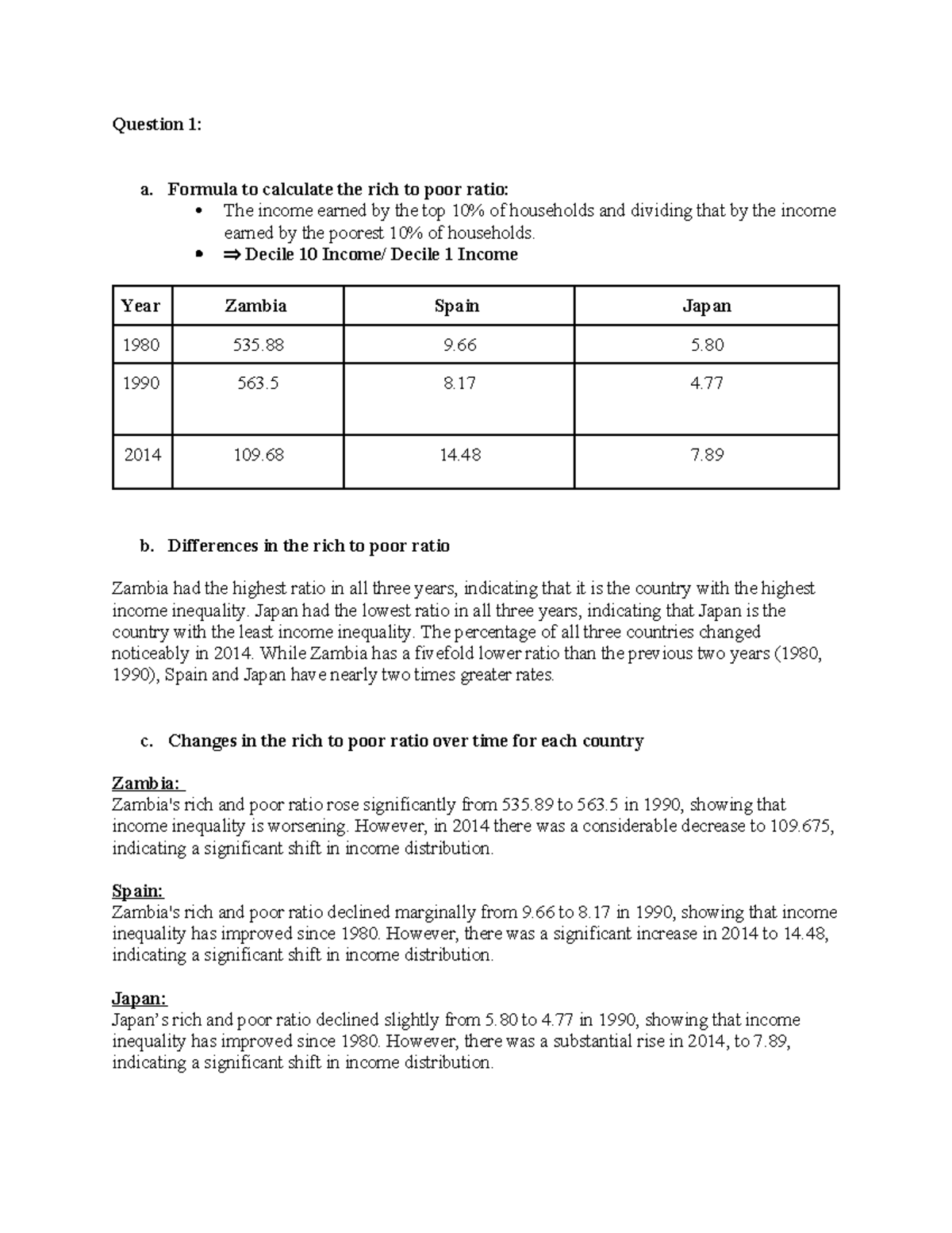 Economics - Tutorial Work on Income Inequality and Trade Concepts - Studocu