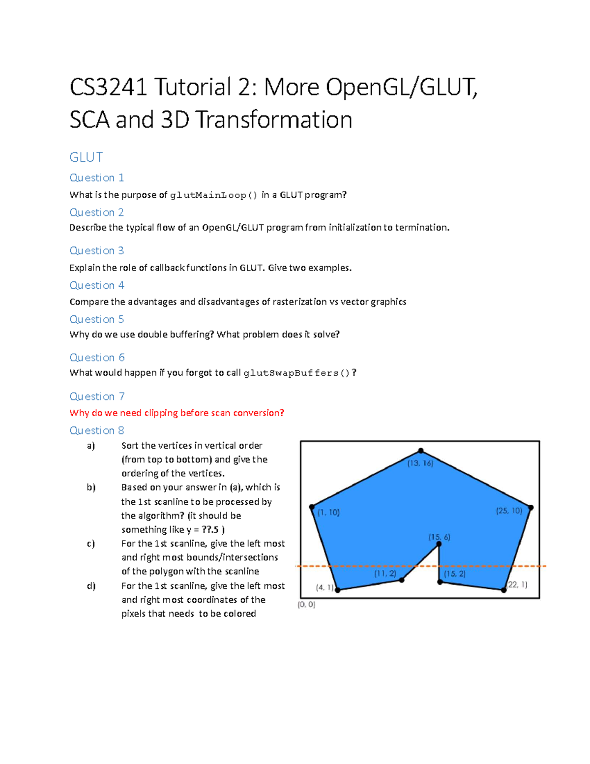 CS3241 Tutorial 2: SCA & 3D Transformations Questions and Answers - Studocu