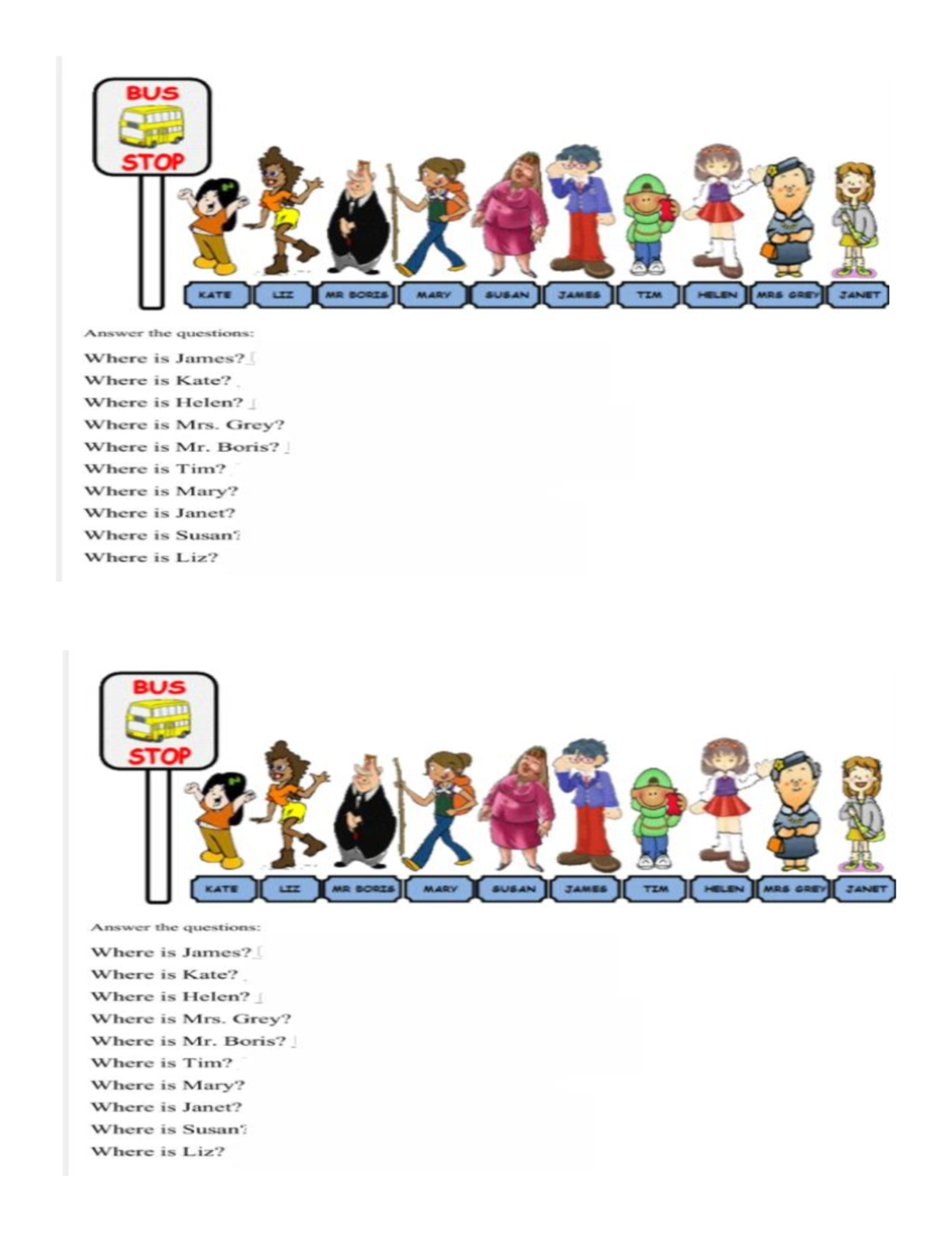 BUS STOP: Locating Characters - Questions and Answers Analysis - Studocu